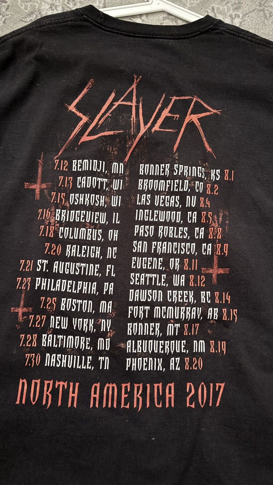 Slayer Slayer 2017 North America Tour Tee Black Size XL Size US XL / EU 56 / 4 - 5 Thumbnail