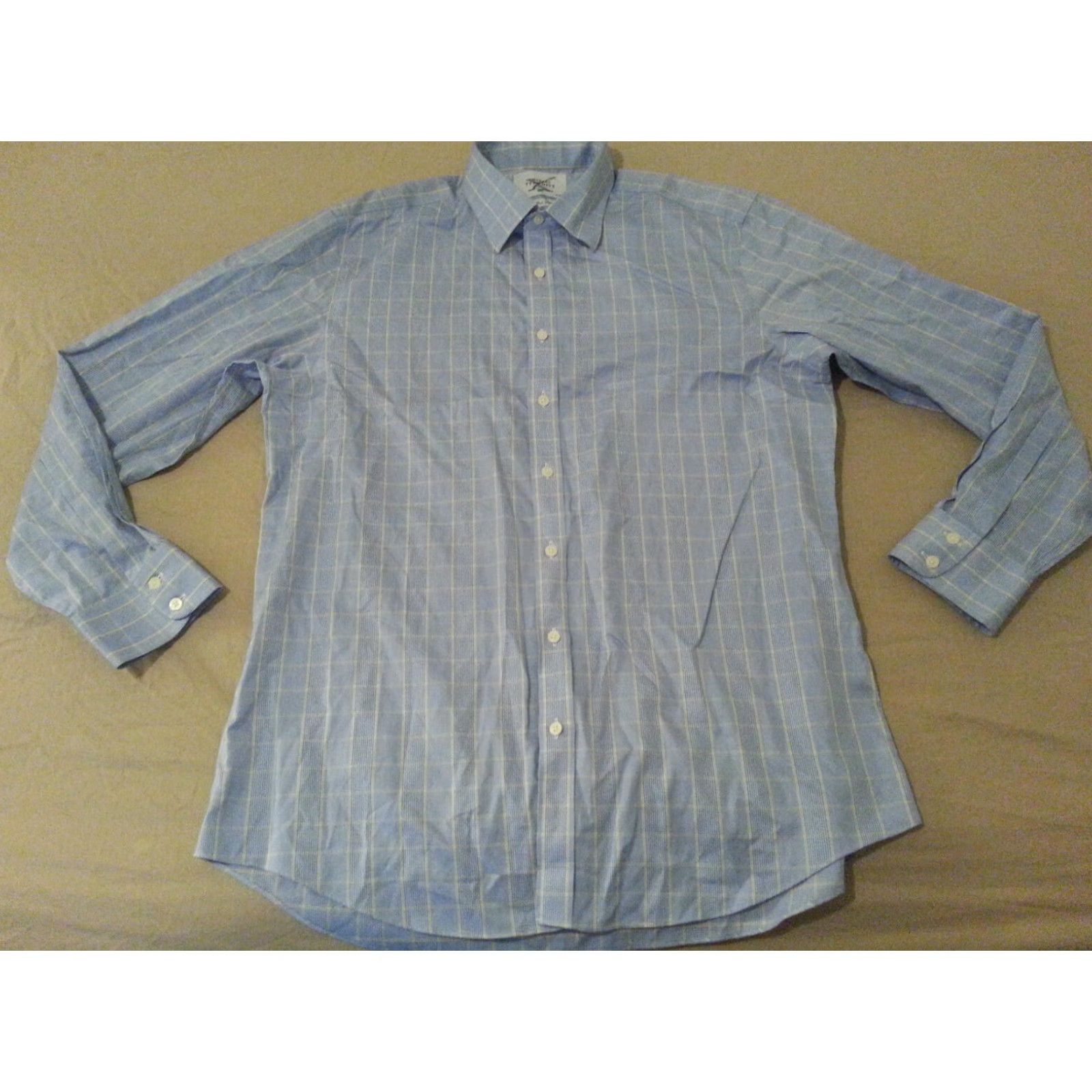 Charles Tyrwhitt VINTAGE Charles Tyrwhitt Dress Shirt 16.5 33 Blue Yellow Cotton Mens Shirt 16.5 33 Yellow Mens Size 46R - 2 Thumbnail