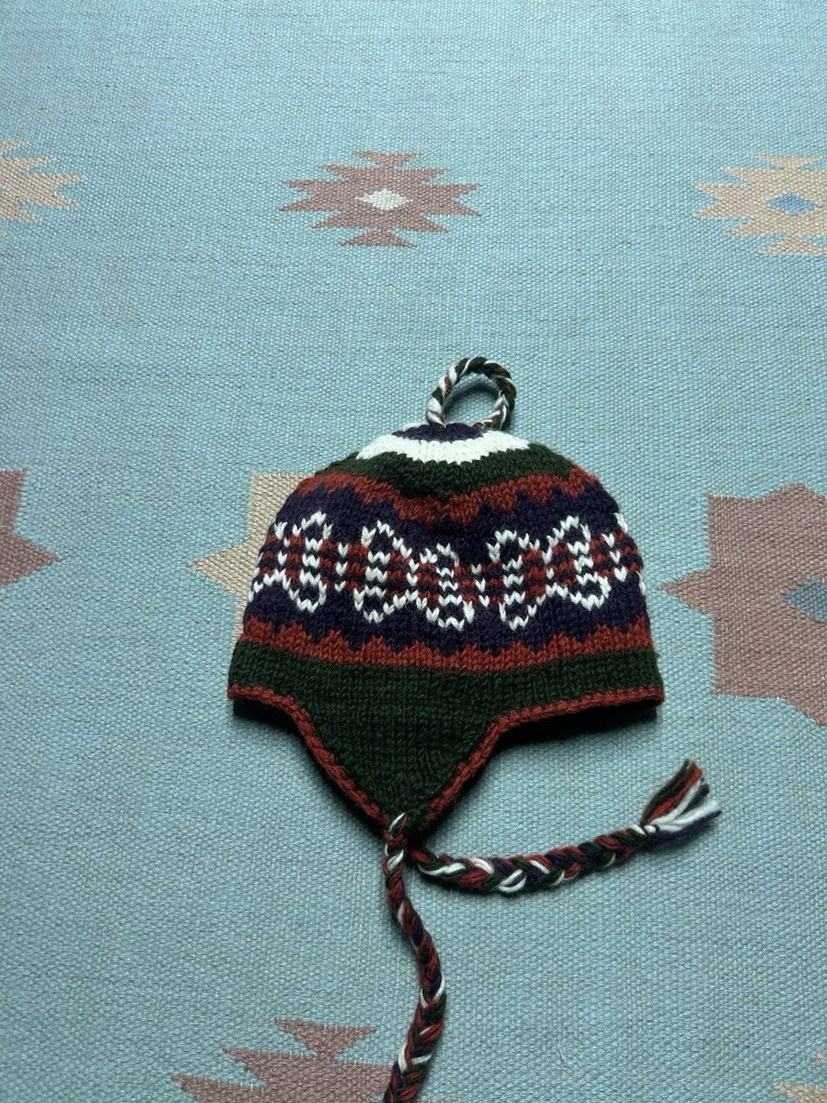 Vintage Vtg wool knit beanie toboggan winter hat Nepal lined small Size ONE SIZE - 3 Thumbnail