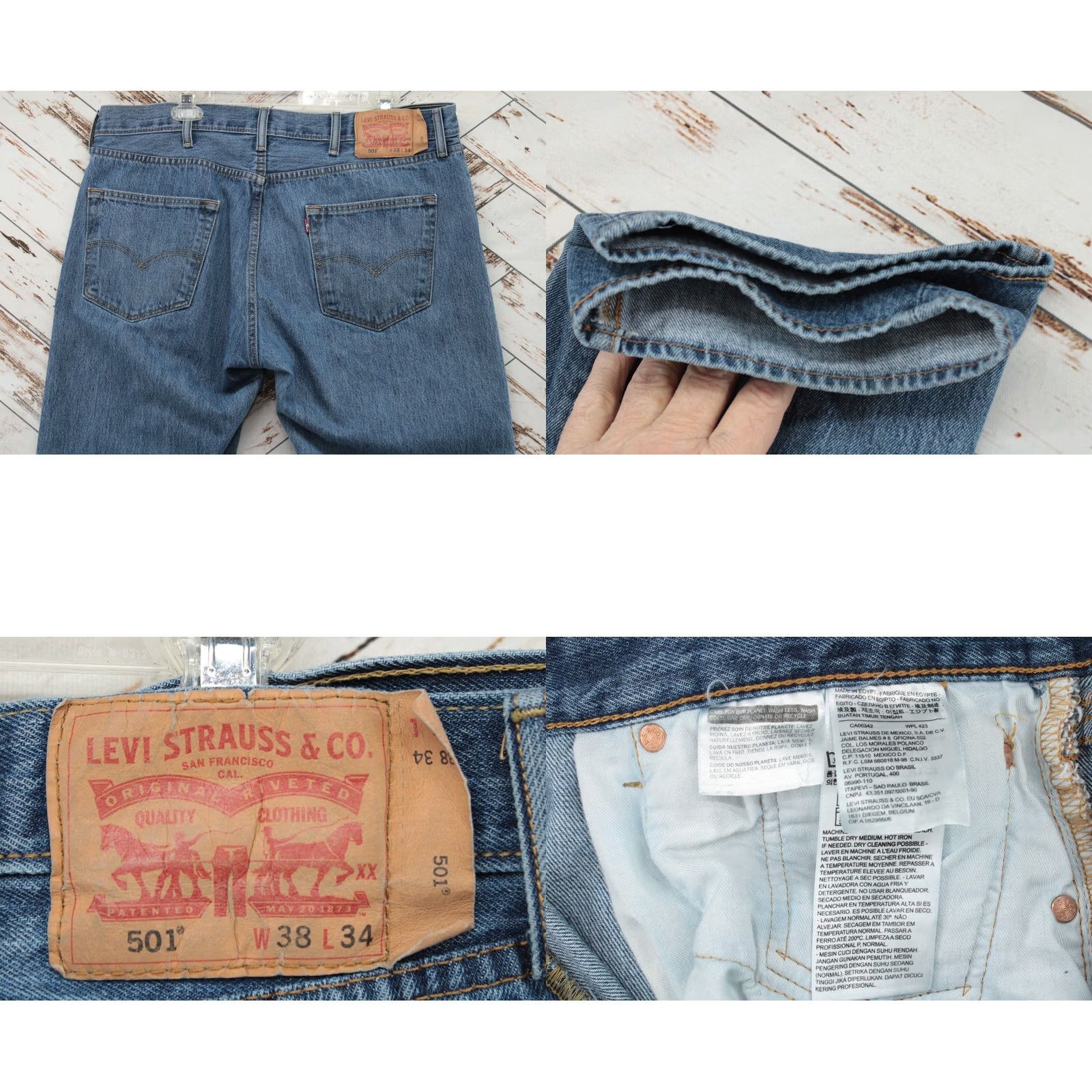 Levi's Levi's 501 Jeans Mens 38X34 Button Fly Blue Denim High Rise Stretch USA Cowboy Regular Moderate Pockets Logo 5-Pocket Size US 38 / EU 54 - 8 Thumbnail