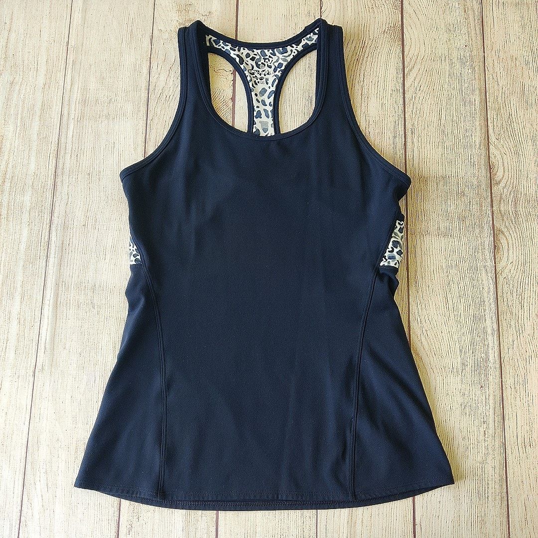 Athleta Mix Inversion navy & white cheetah print athletic tank top Size XS / US 0-2 / IT 36-38 - 4 Thumbnail