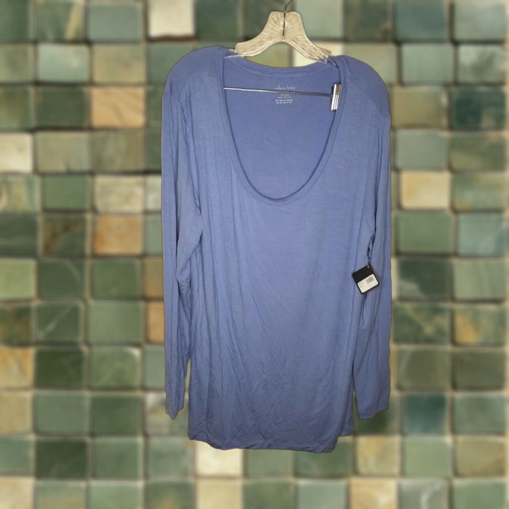 Vintage VINTAGE? Actually not vintage. Willow Bay Blouse Long Sleeve Womens 2X Blue Top Size XXL / US 16-18 / IT 52-54 - 1 Thumbnail