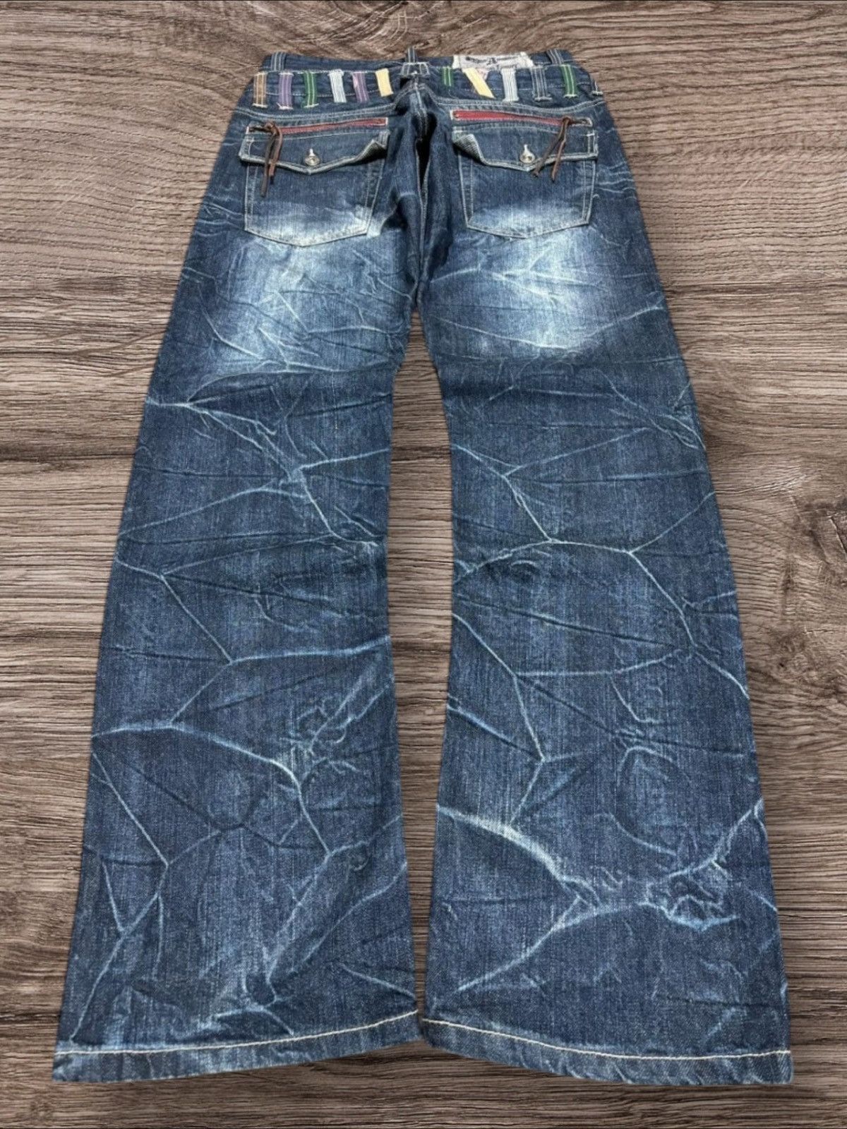 semanticdesign Y2k Punk Style Antfui Double Waist Whisker Faded Punk Jeans Size US 31 - 2 Thumbnail