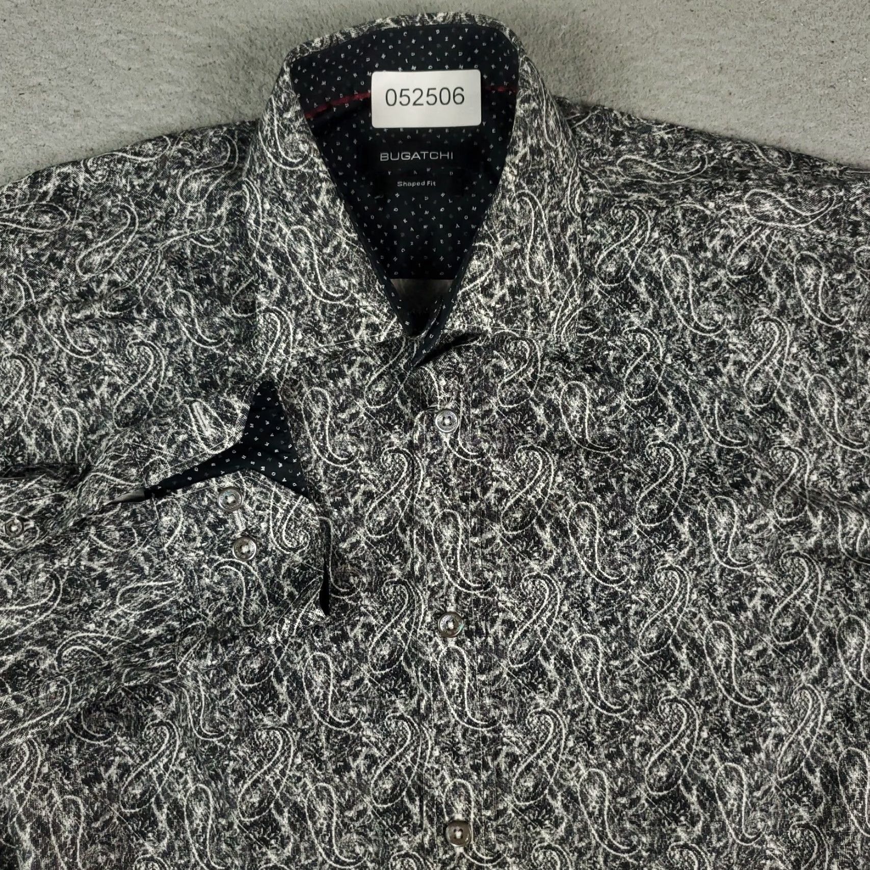 BUGATCHI Bugatchi Uomo Shirt Mens Small Gray Paisley Long Sleeve Button-Up Regular Fit Size US S / EU 44-46 / 1 - 2 Thumbnail