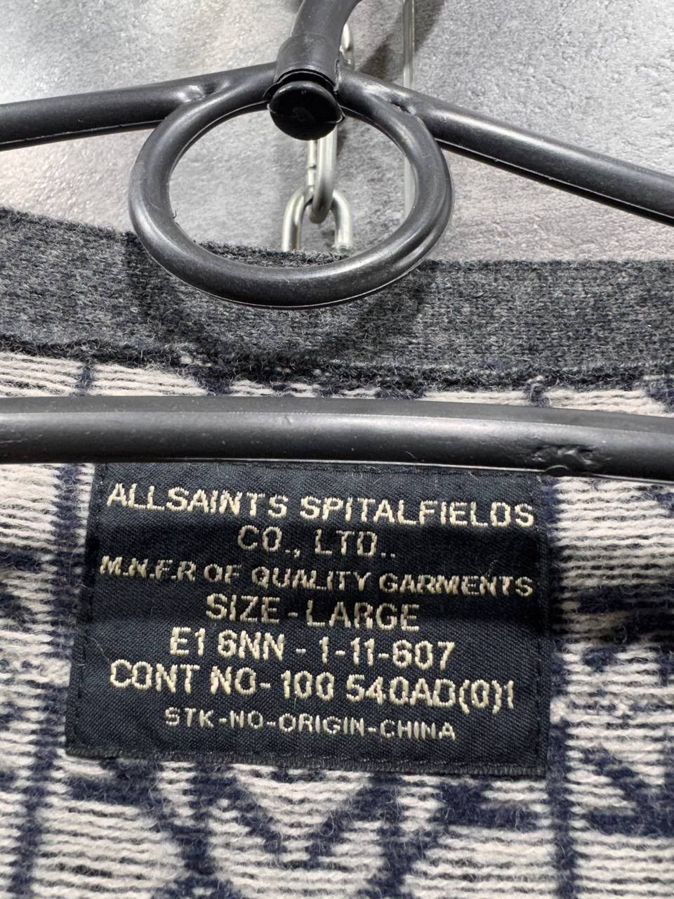 Allsaints AllSaints Mens Vallo Fair Isle Cardigan Wool Sweater Size L Size US L / EU 52-54 / 3 - 2 Thumbnail