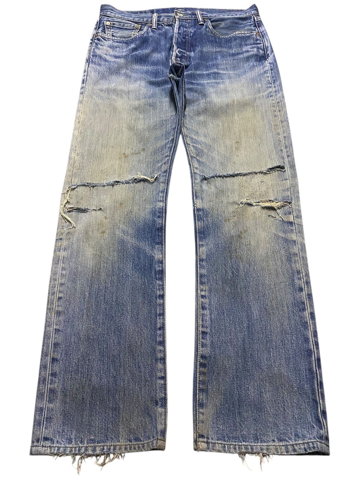 Levi's Vintage Clothing Vintage Levis 501 Mud Wash Y2K Loose Ripped Jeans Size US 33 - 1 Thumbnail