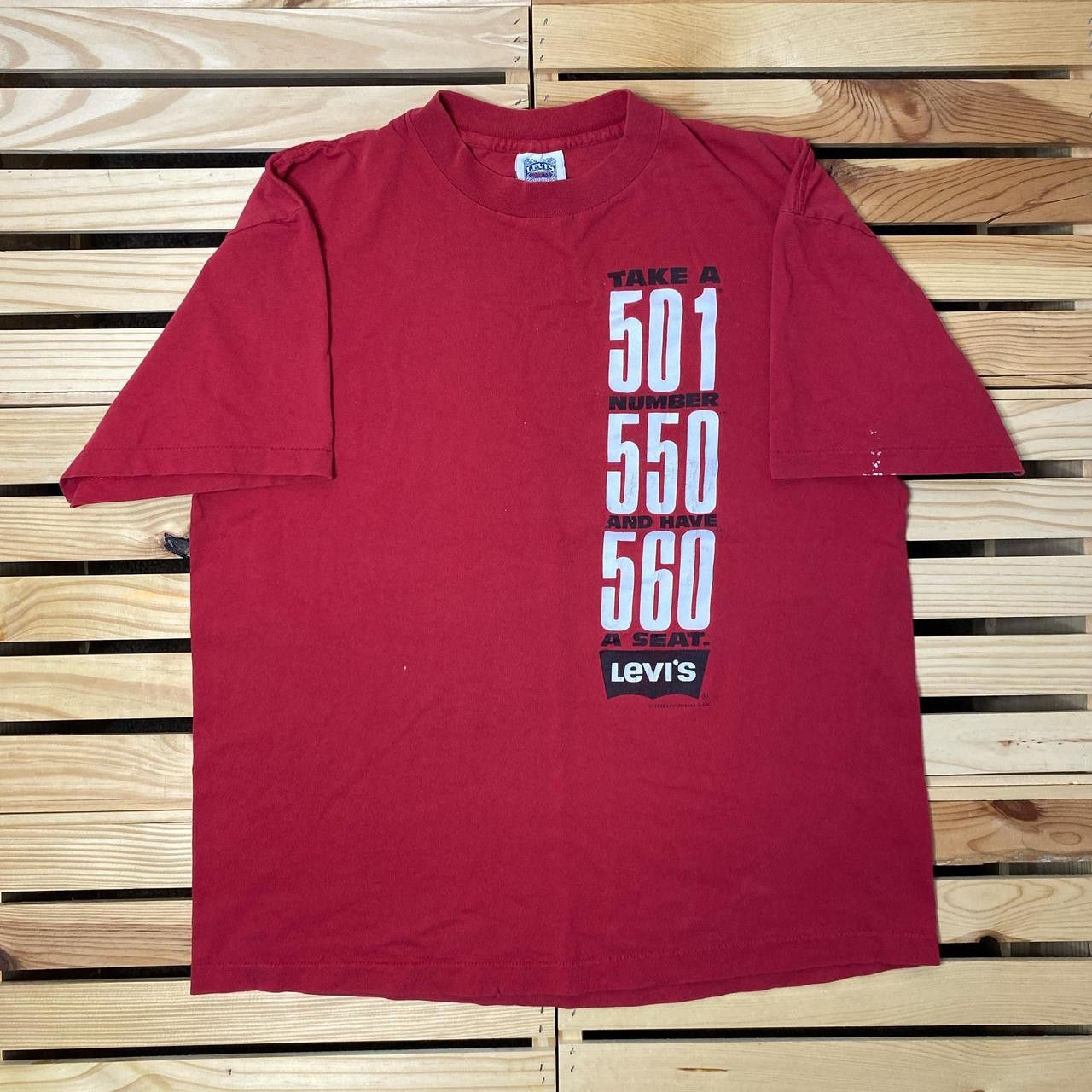 Levi's Vintage Levi's 1993 Red Tee Size Large Size US L / EU 52-54 / 3 - 1 Thumbnail