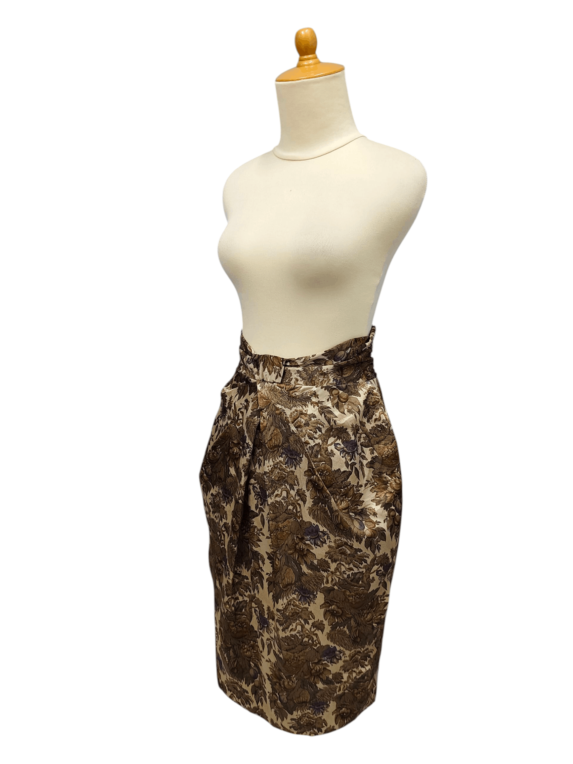 Kansai Yamamoto Kansai🇯🇵 Baroque Floral Sculpted Balloon Silhouette Silk Size 28" / US 6 / IT 42 - 7 Thumbnail
