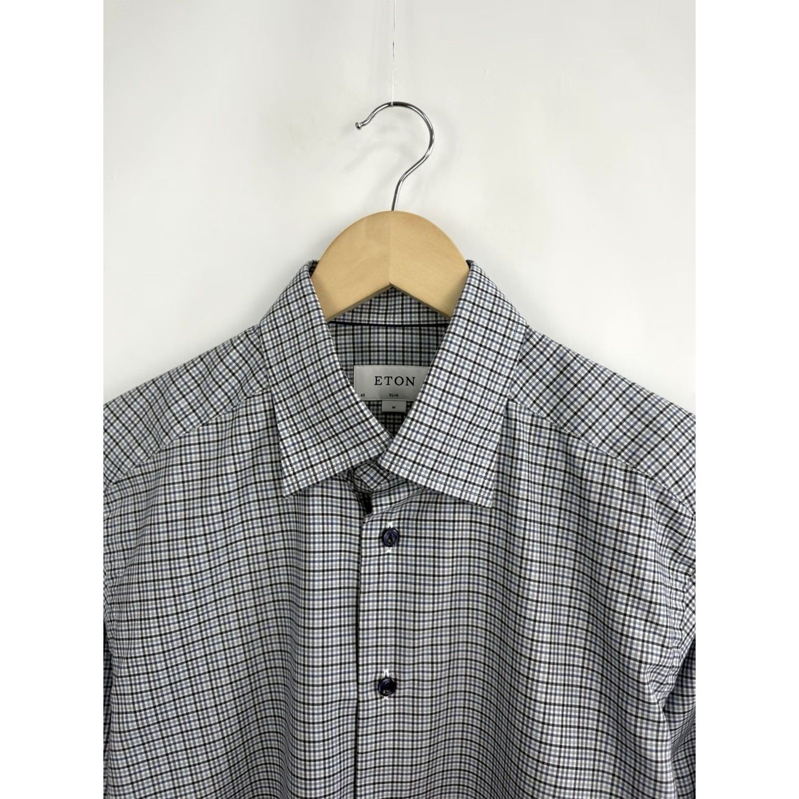 Eton ETON Slim Fit Micro Check Dress Shirt Multicolor M Mens Size 40R - 4 Thumbnail