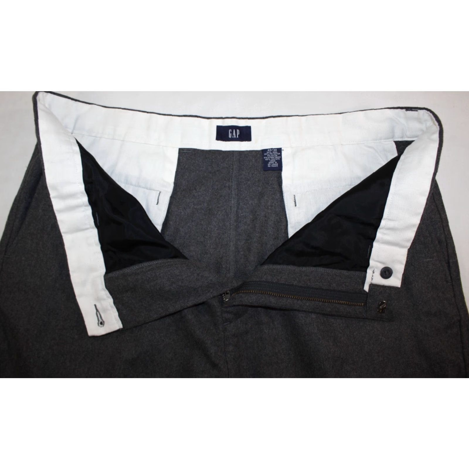 Gap Vintage Gap Pants Mens 40x30 Wool Blend Flannel Trouser Classic Flat Front Gray Pants Size US 40 / EU 56 - 4 Thumbnail