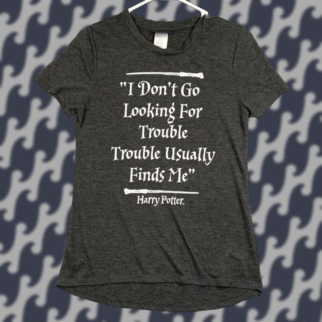 Vintage Harry Potter Shirt Juniors S Gray Spellout Line Movie Wizard Wand Potterhead Shirt Size S / US 4 / IT 40 - 1 Thumbnail