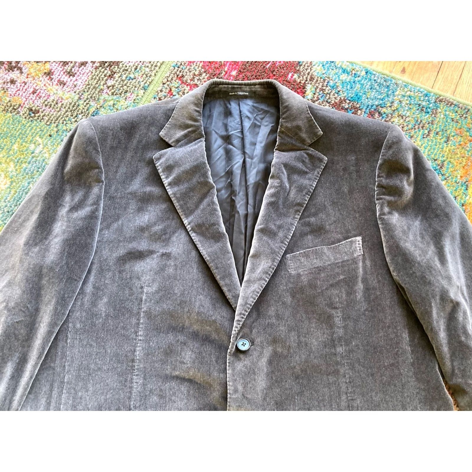 Ermenegildo Zegna Ermenegildo Zegna Sport Coat Mens 48R Gray Corduroy Cashmere Cotton Jacket Size US M / EU 48-50 / 2 - 2 Thumbnail
