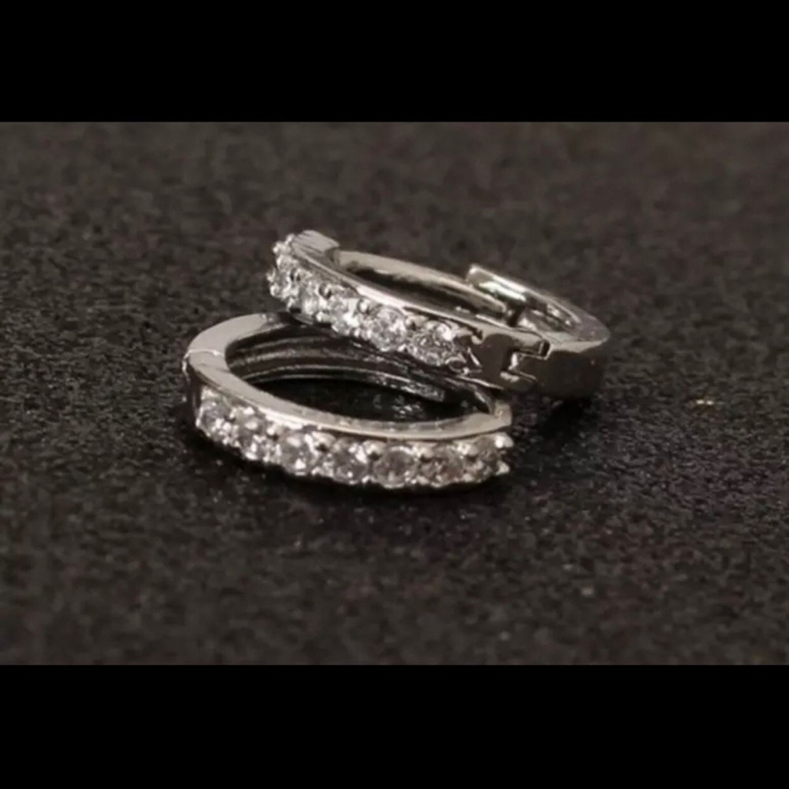 Jewelry Solid sterling silver 925 clear cz hoop huggies Size ONE SIZE - 6 Thumbnail