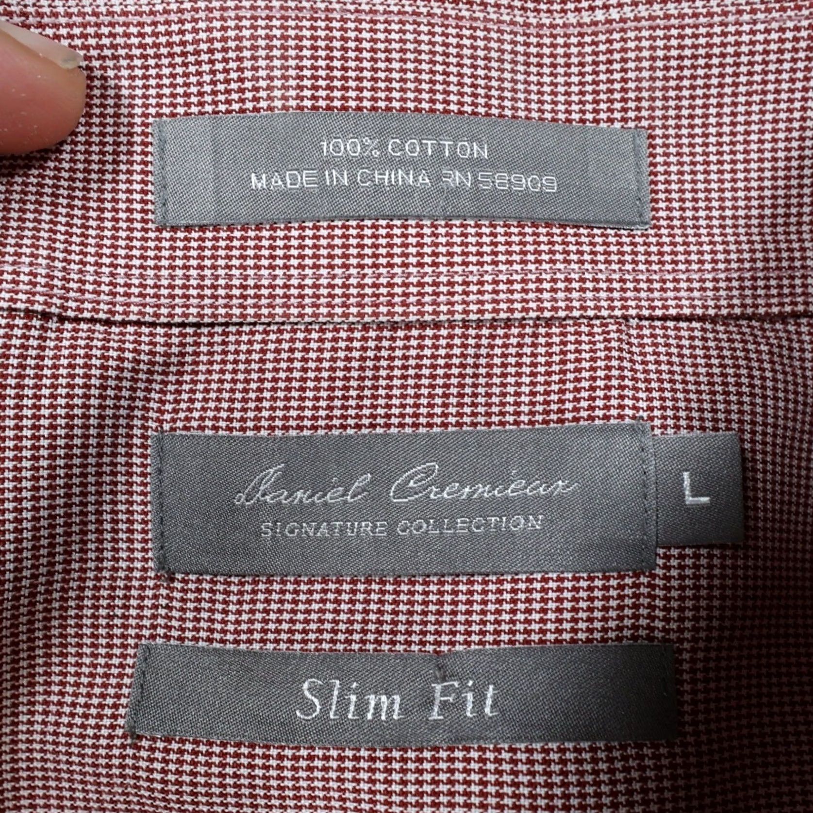 Cremieux Daniel Cremieux Mens Large Red Button Down Shirt Slim Fit Micro-Check Size US L / EU 52-54 / 3 - 7 Thumbnail