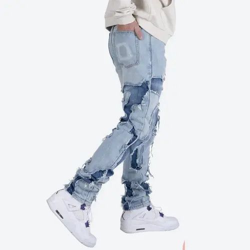 Japanese Brand × Vintage High Street Vibe Style Patchwork Frayed Jeans Pants Size US 32 / EU 48 - 4 Thumbnail