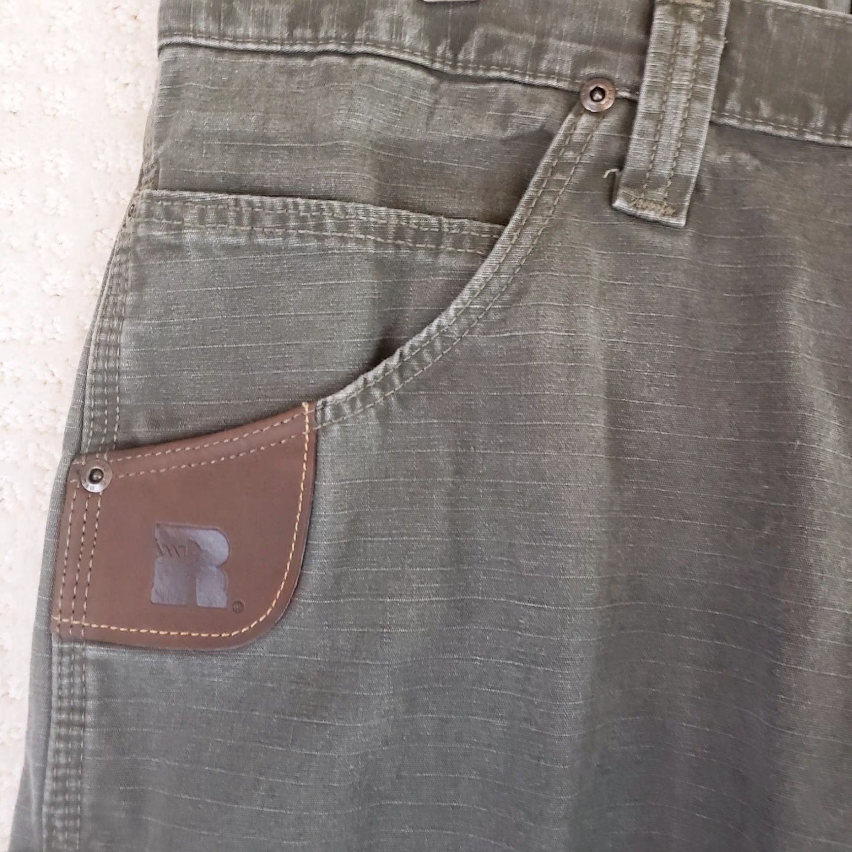 Wrangler VINTAGE Wrangler RIGGS Workwear Mens Brown Carpenter Work Pants 35X30 Green Ripstop Size US 35 - 6 Thumbnail