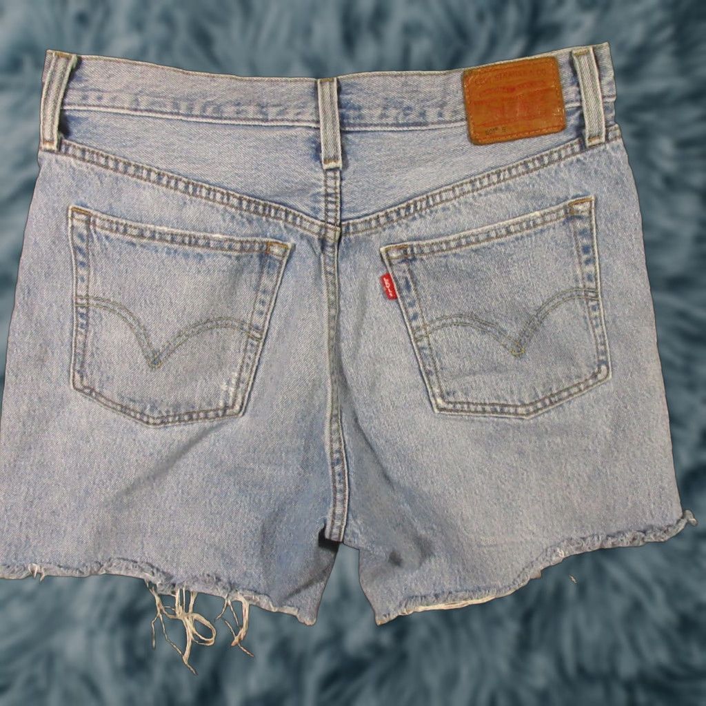 Levi's Levi's 501 Shorts Womens Size 29 Blue Denim Cut-Off Distressed Fringe Casual Size 29" - 1 Thumbnail