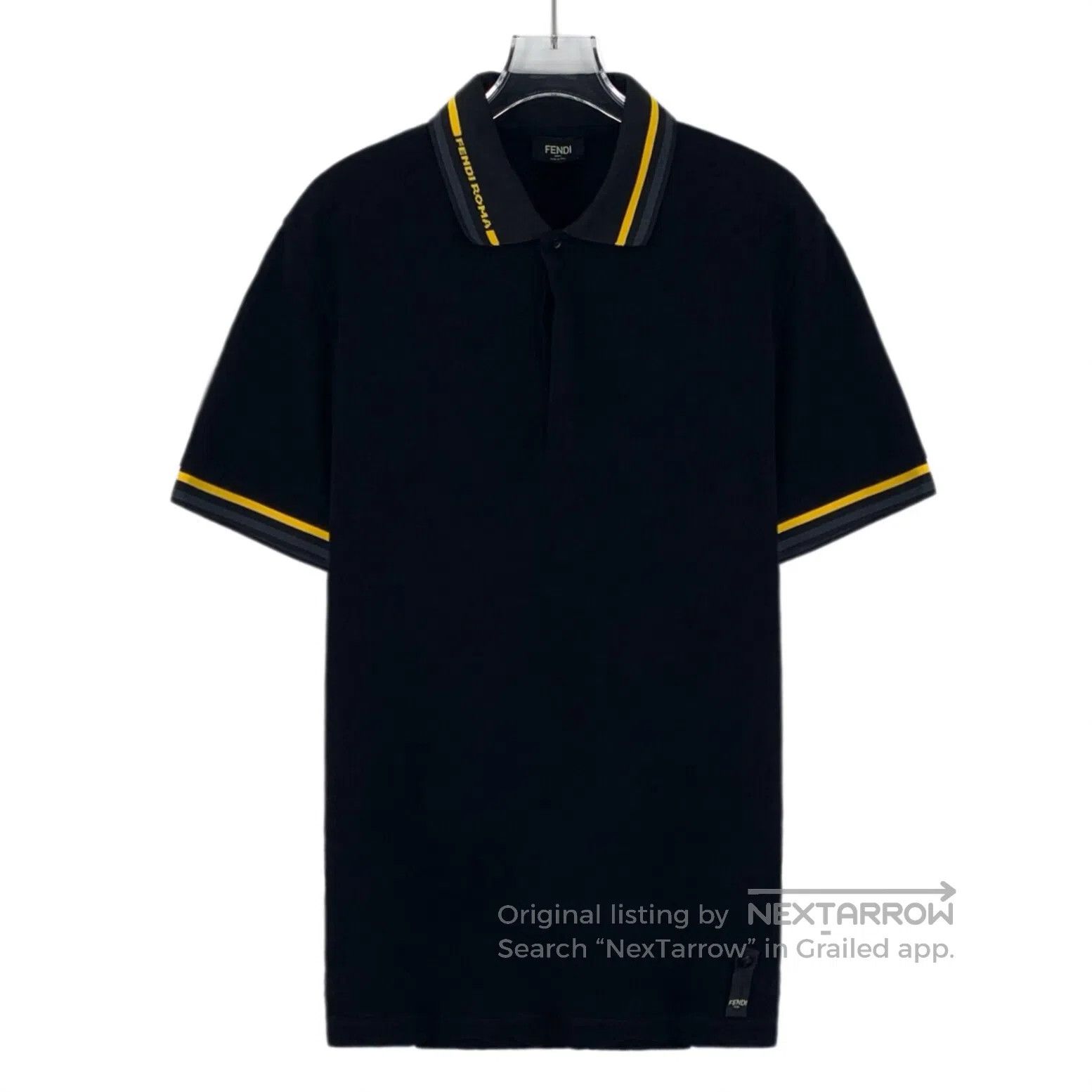 Fendi FENDI Black Striped Cotton Collared Short Sleeve Polo Shir Size US M / EU 48-50 / 2 - 1 Thumbnail