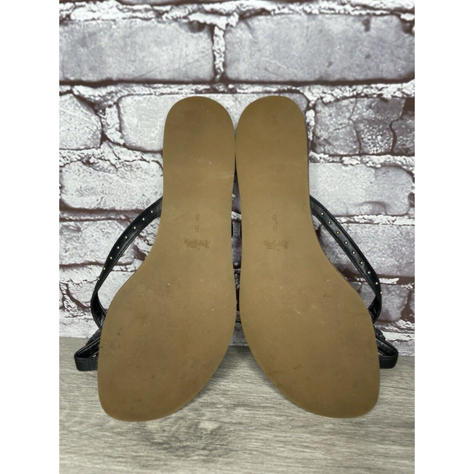 Coach Coach New York DENI Black Leather Feather Thong Flat Sandals Size US 8 / IT 38 - 10 Thumbnail