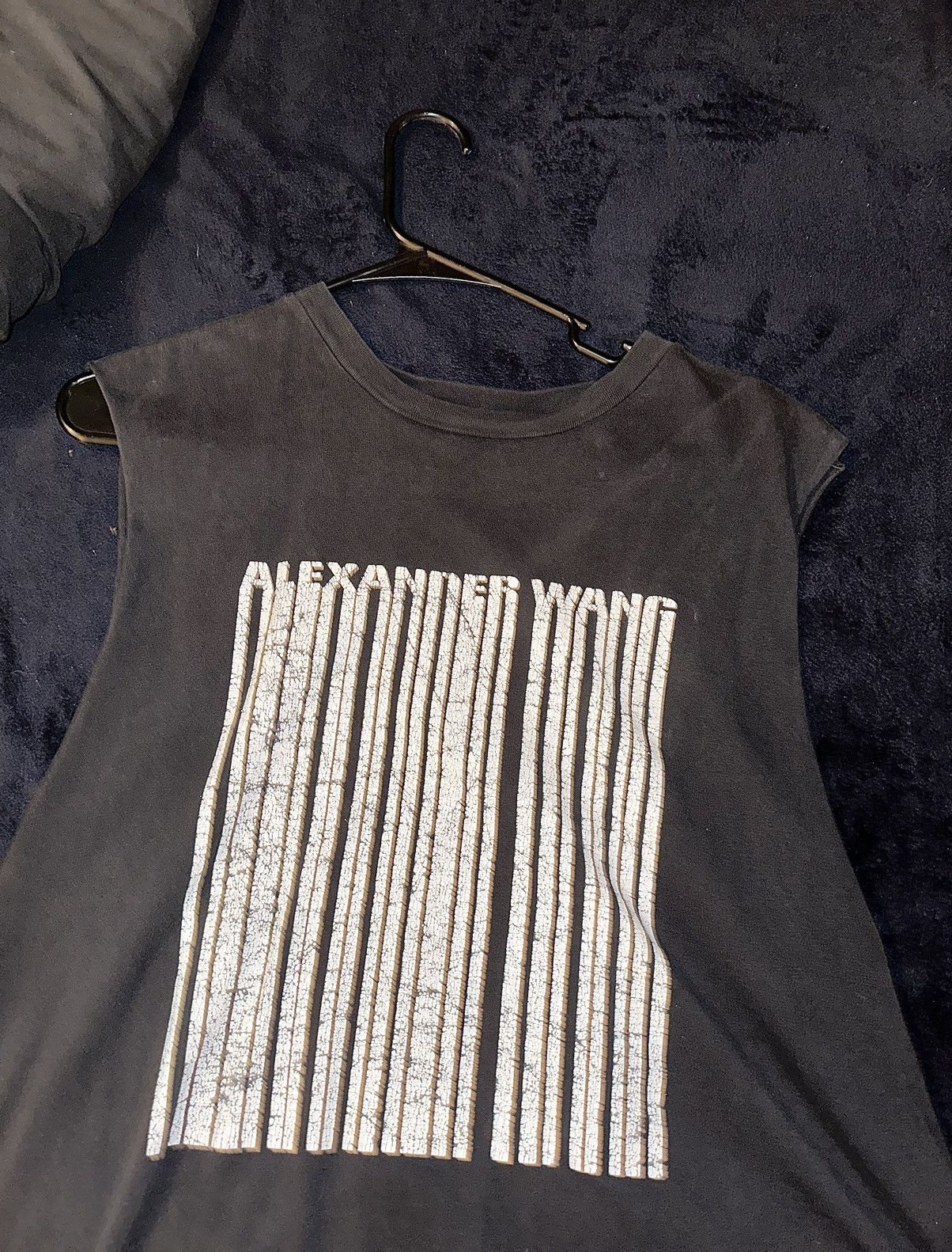 Ashy Black Alexander Wang Graphic Tank Top Tee