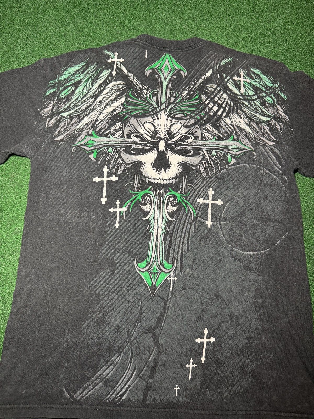 Affliction Vintage MMA Elite Skull Gothic Cross M Grunge Punk T Shirt Size US M / EU 48-50 / 2 - 4 Thumbnail