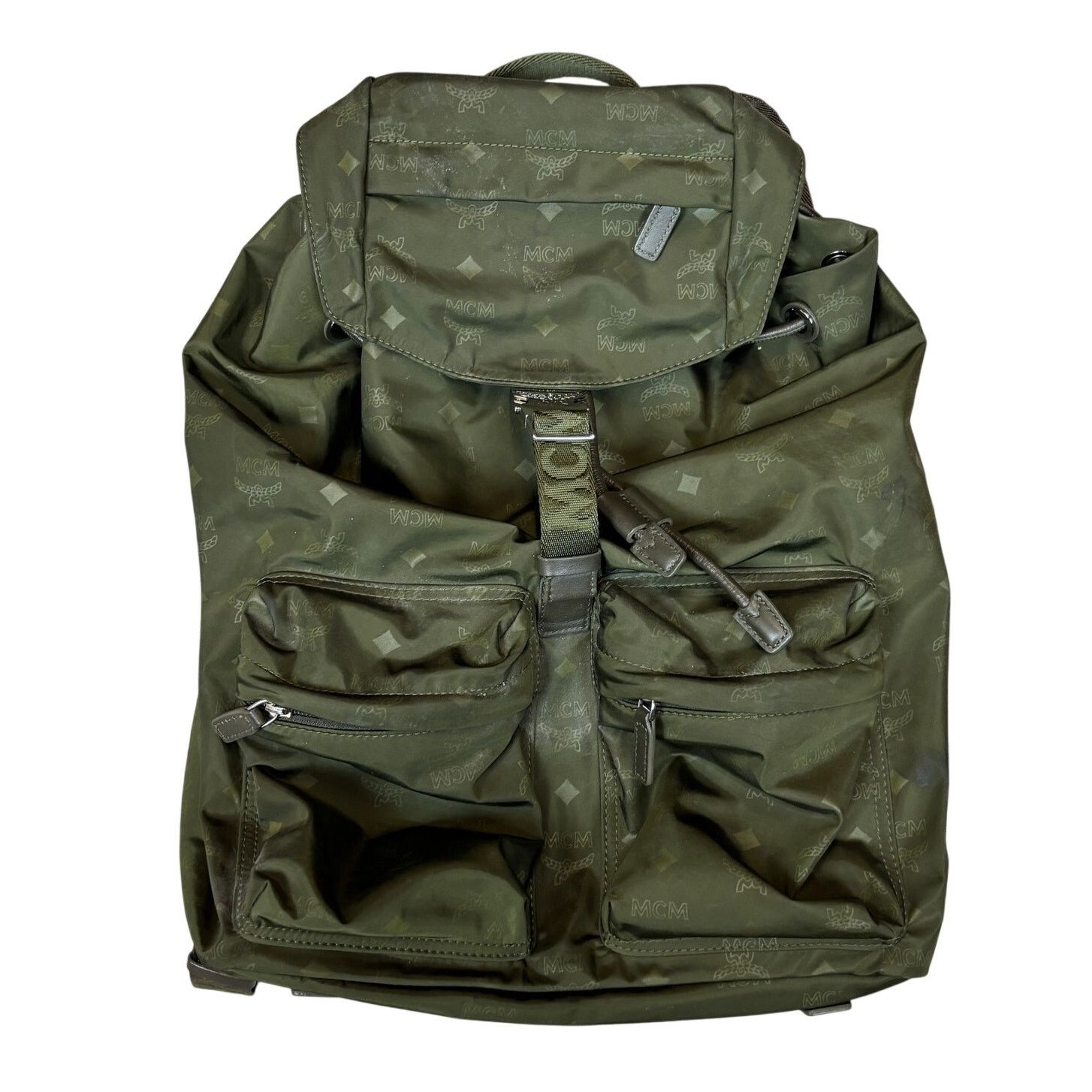 MCM MCM Dieter Green Monogram Two Pocket Nylon Backpack Rucksack Size ONE SIZE - 1 Thumbnail