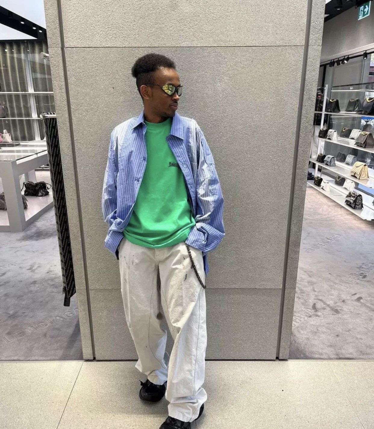 Balenciaga Balenciaga FW23 striped color blocked long sleeved shirt Size US L / EU 52-54 / 3 - 5 Thumbnail
