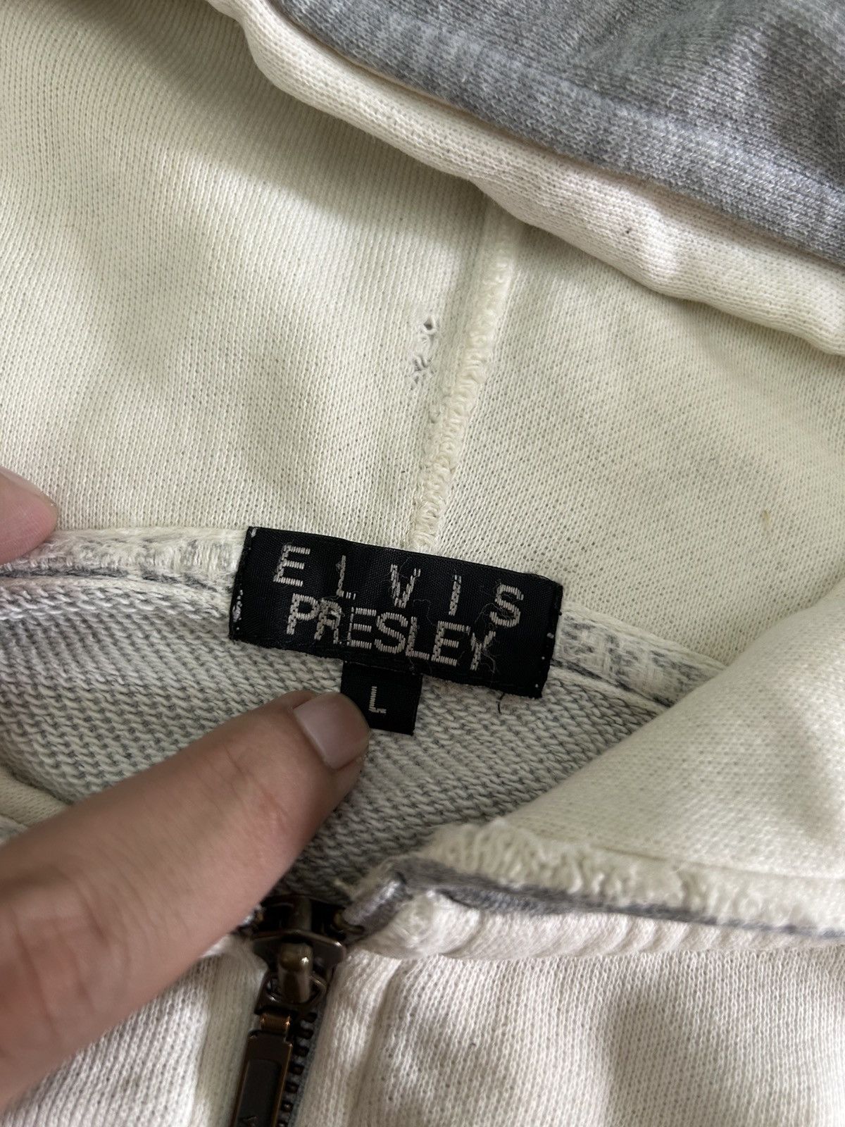 Band Tees × Vintage Vintage 90s ELVIS PRESLEY Embroidered Zipper Hoodie Size US L / EU 52-54 / 3 - 6 Thumbnail