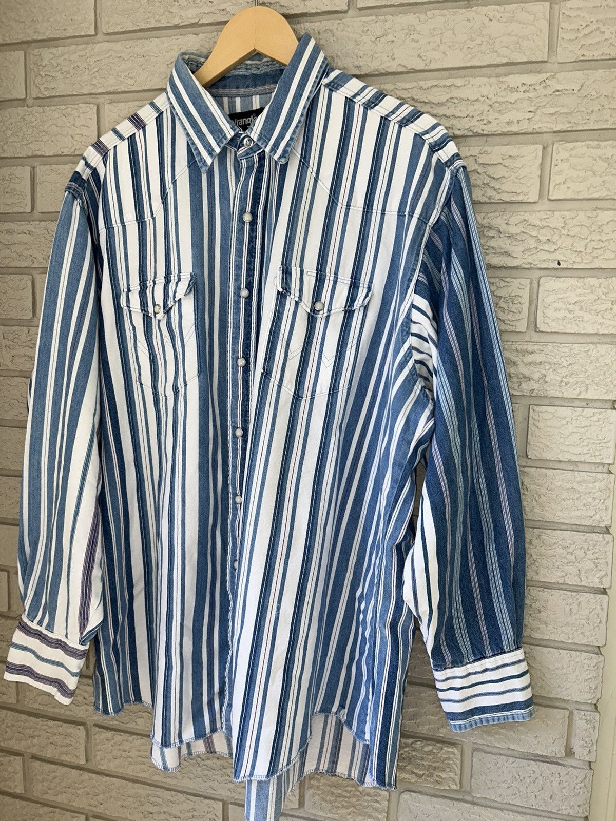 Wrangler Vintage 80s Wrangler Western X Long Tails Pearl Snap Size US XL / EU 56 / 4 - 2 Thumbnail