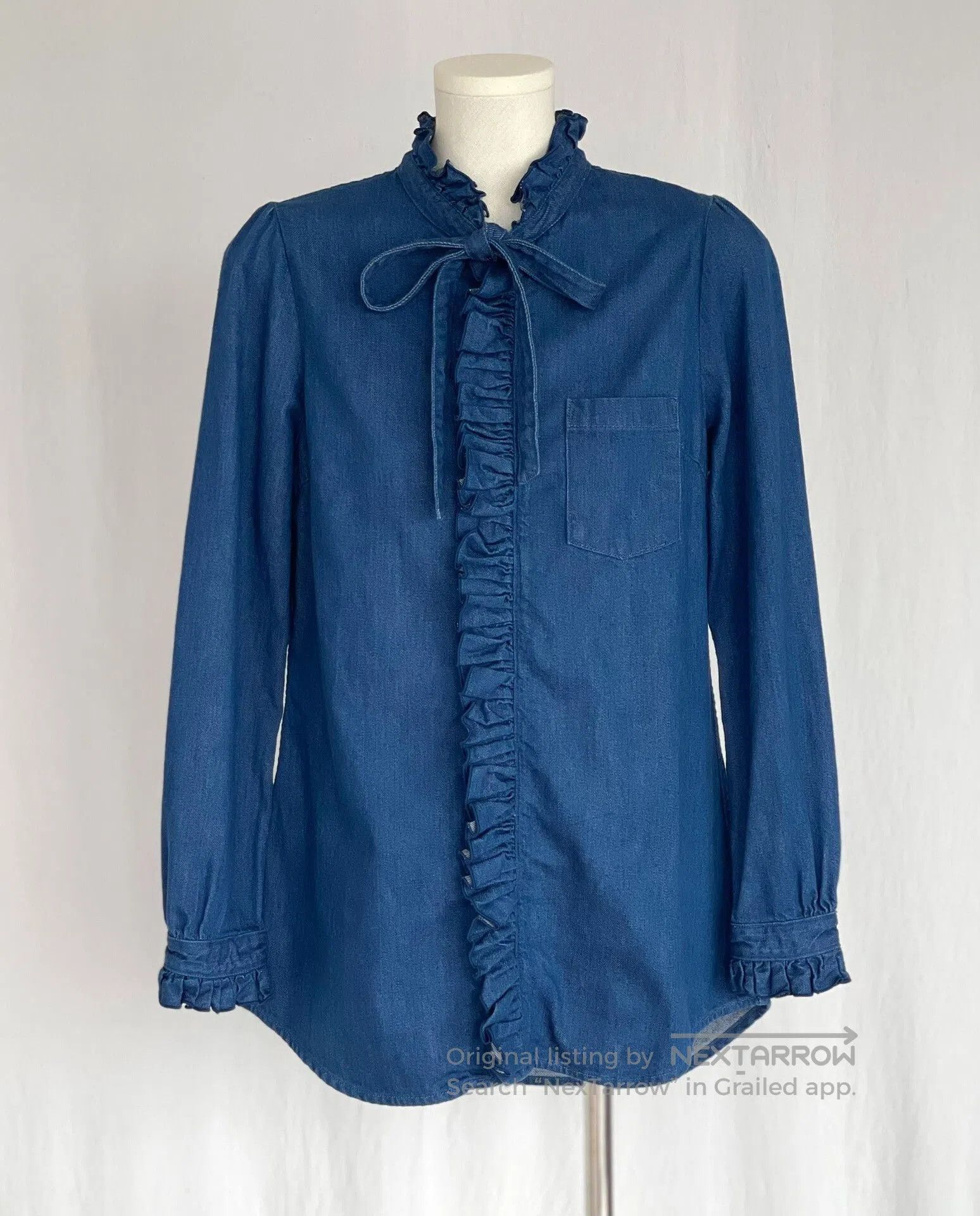 Kapital Cute Denim Ruffled Collar Shirt. Size XS / US 0-2 / IT 36-38 - 3 Thumbnail