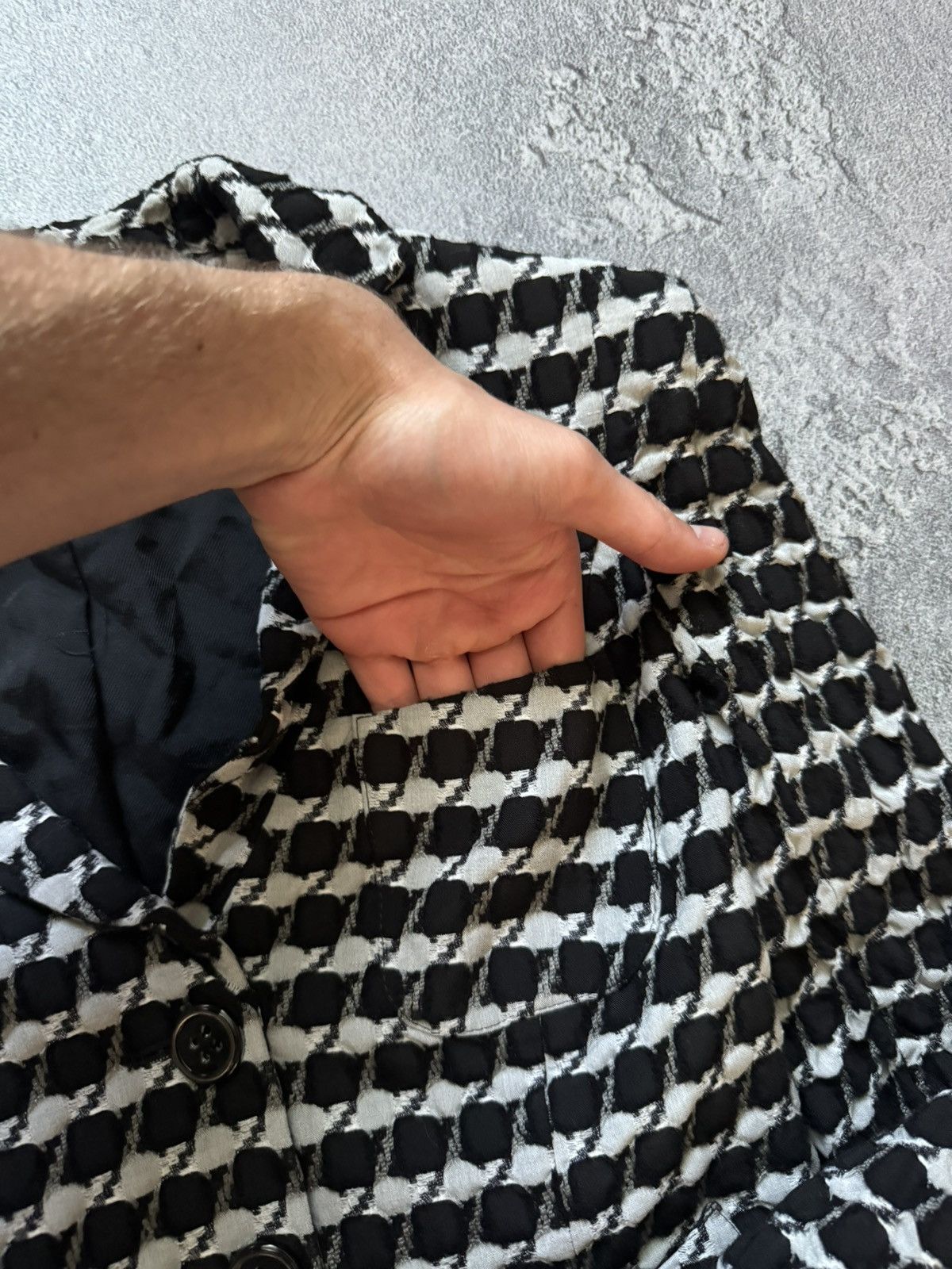 Vintage Emporio Armani 42 checkered black white blazer button jacket Size M / US 6-8 / IT 42-44 - 5 Thumbnail