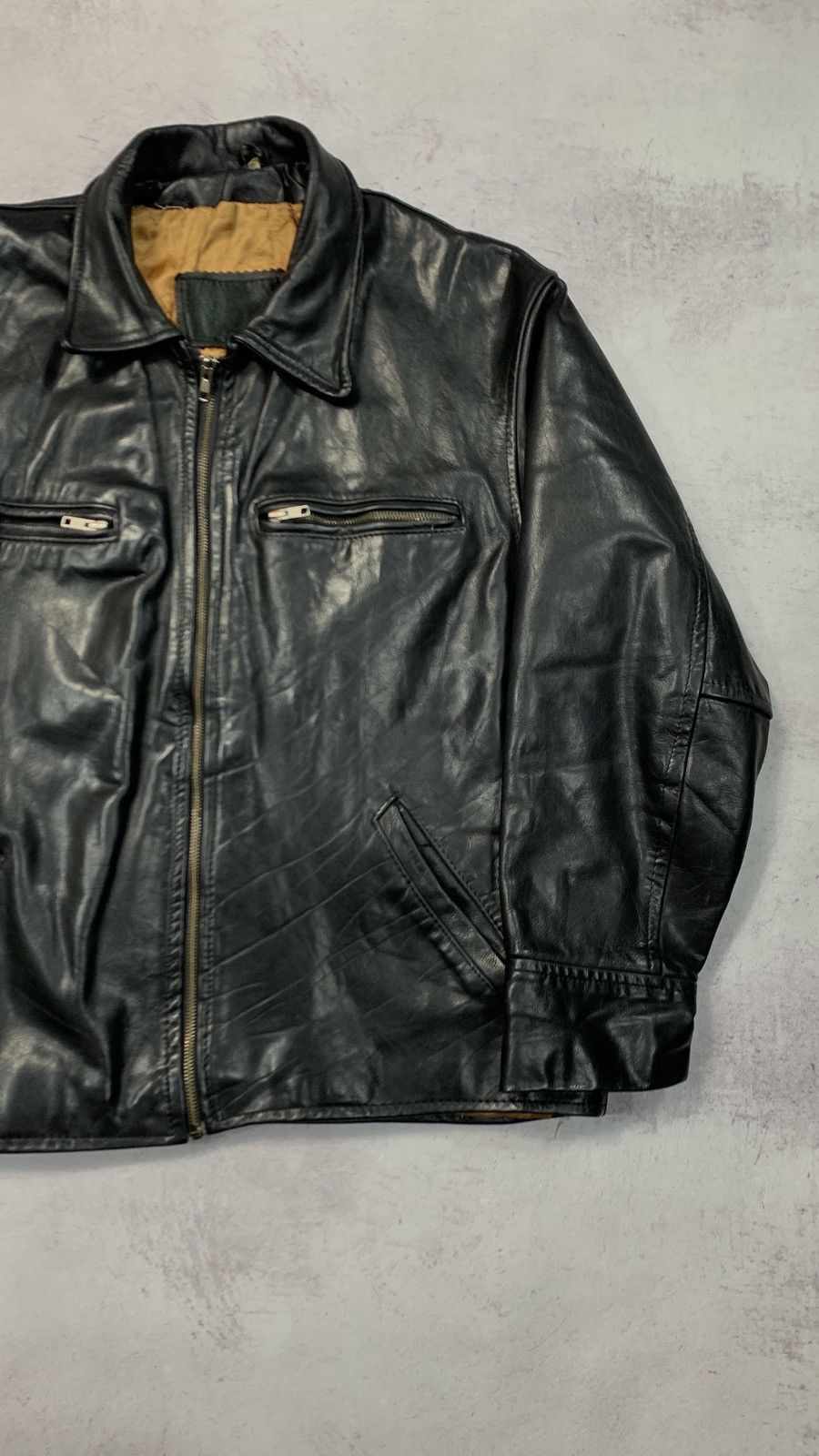 Vintage 90s Vintage Grunge Biker Leather Jacket Size US XL / EU 56 / 4 - 9 Thumbnail