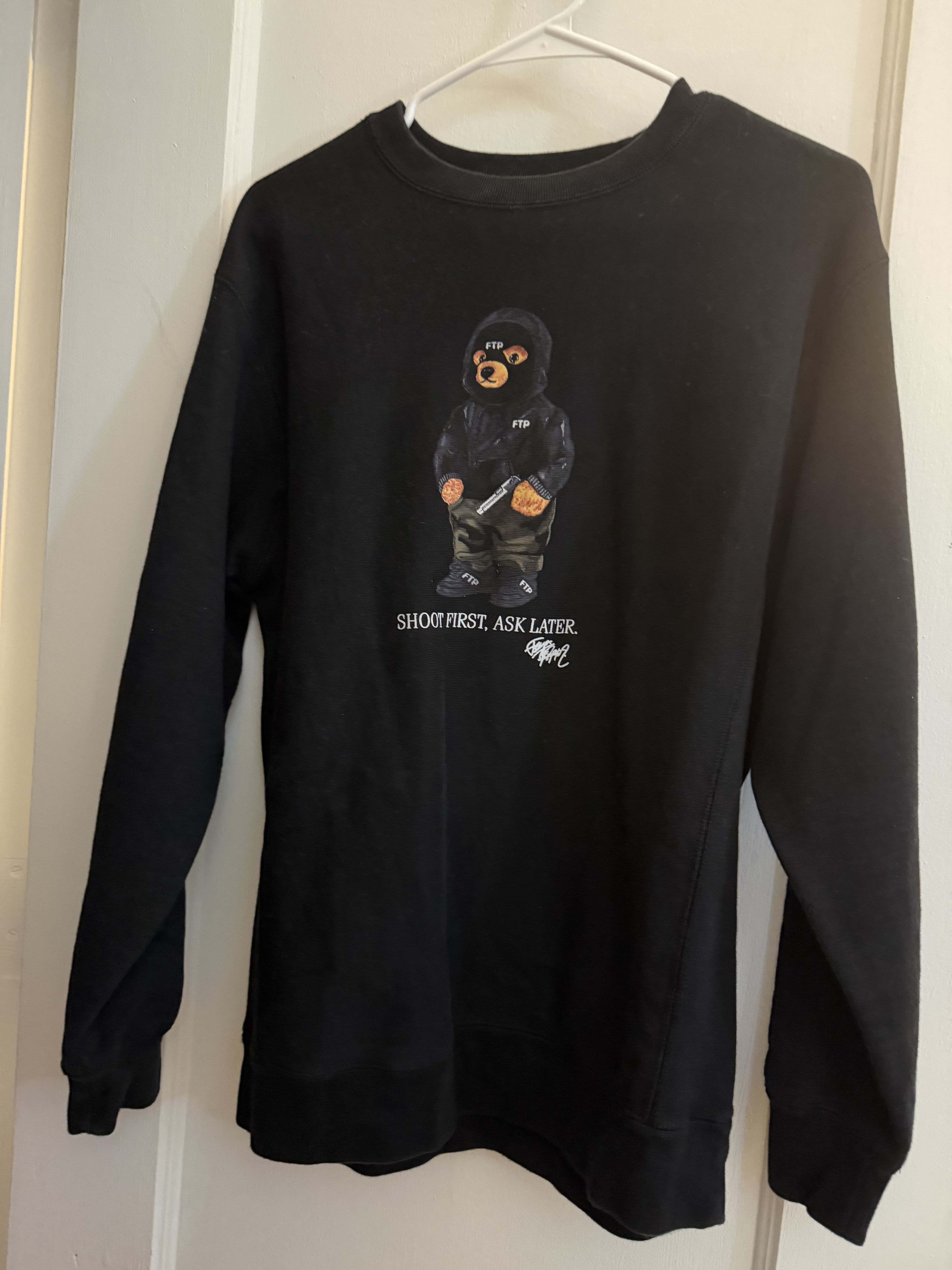 Fuck The Population FTP Fuck The Population Hooded Bear Crewneck Black SS23 Size US M / EU 48-50 / 2 - 2 Thumbnail