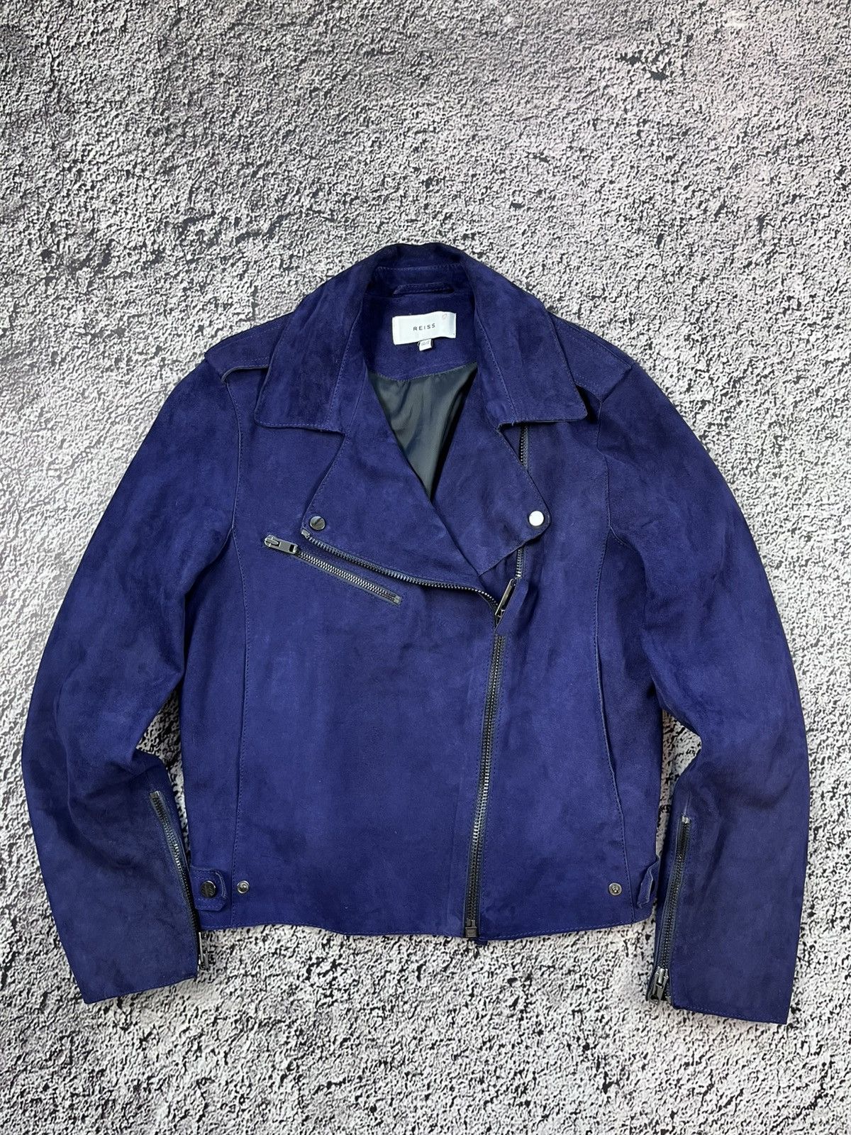 Reiss Vintage Reiss Womens Premium Perfecto SUEDE BIKER JACKET Size M / US 6-8 / IT 42-44 - 2 Thumbnail