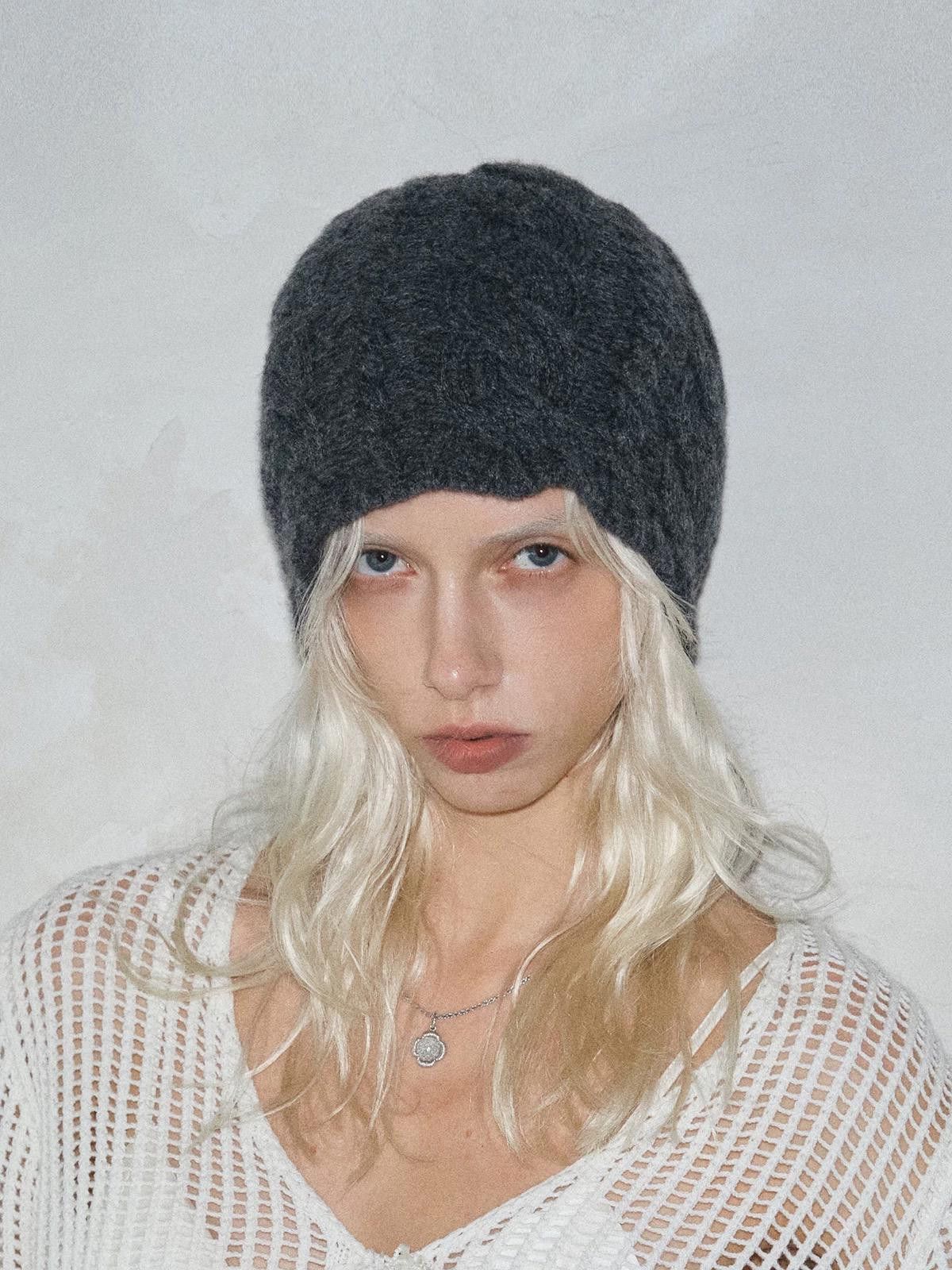 Japanese Brand Minimalist Retro Wool Unisex No Cuff Knit Beanie Hat Grey Size ONE SIZE - 5 Thumbnail