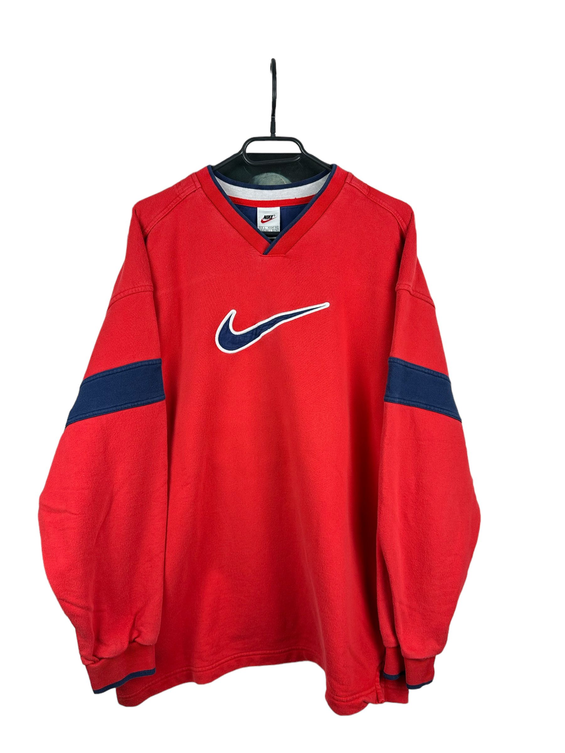 Vintage Nike Red And Blue Nike Sweater Vintage 90s Cotton Red Nike