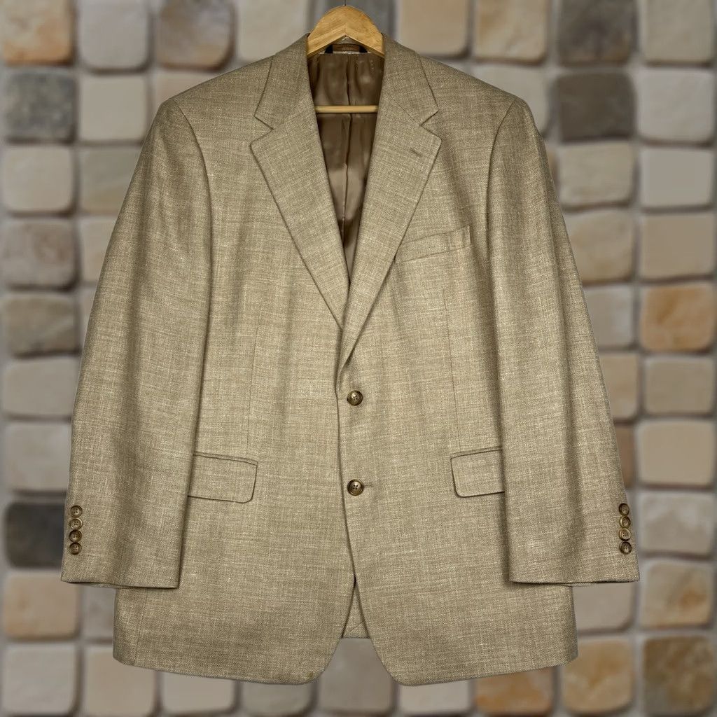 Brooks Brothers VINTAGE Brooks Brothers Jacket Mens 43 Beige Silk Linen Wool Blazer Size 46R - 1 Thumbnail