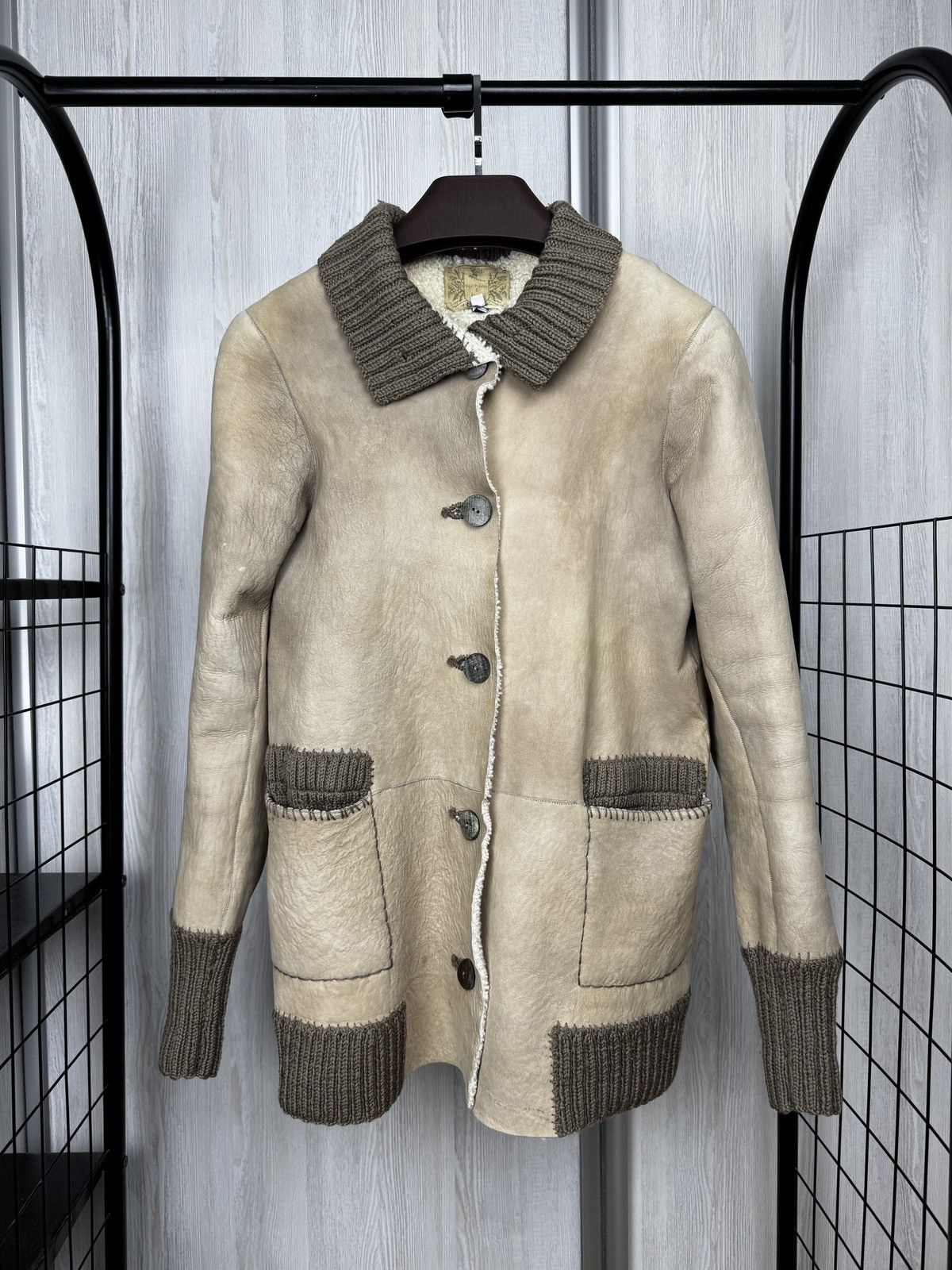Other Nigel Preston & Knight beige distressed shearling jacket Size L / US 10 / IT 46 - 1 Thumbnail