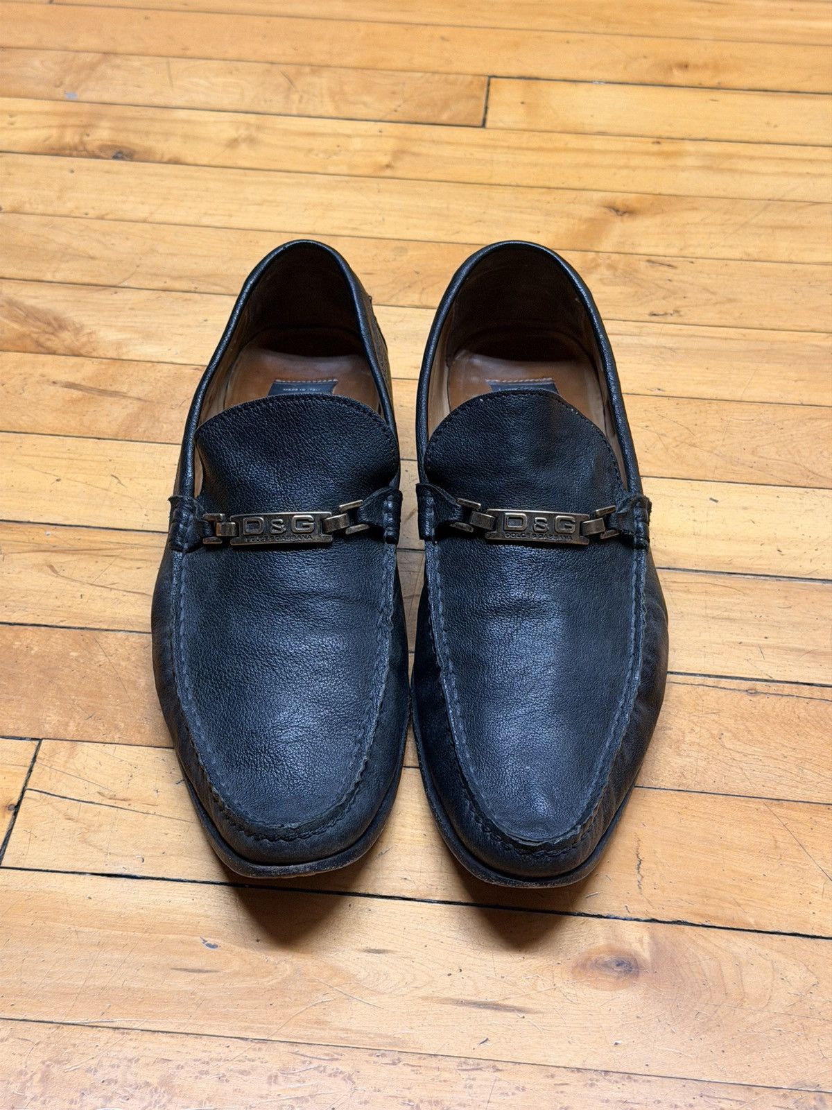 Dolce & Gabbana Dolce & Gabbana Black Leather Loafers Size US 11 / EU 44 - 2 Thumbnail