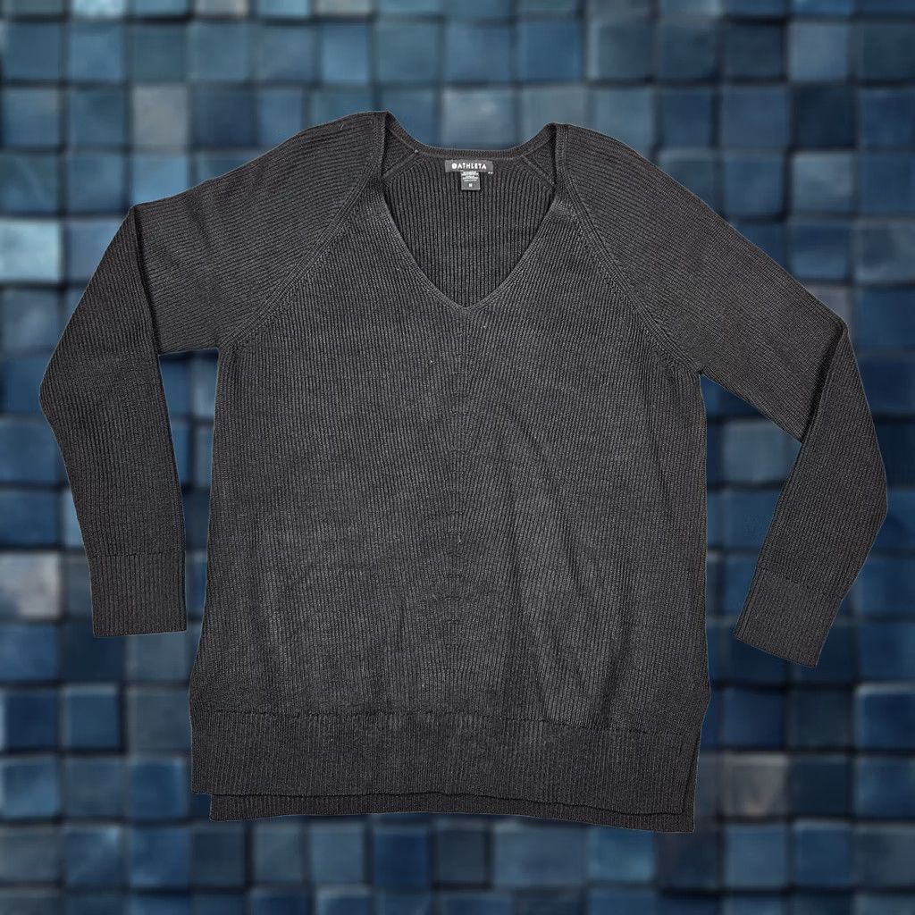 Athleta Athleta V-neck Black Long Sleeve Ribbed Sweater Size M Size M / US 6-8 / IT 42-44 - 1 Thumbnail