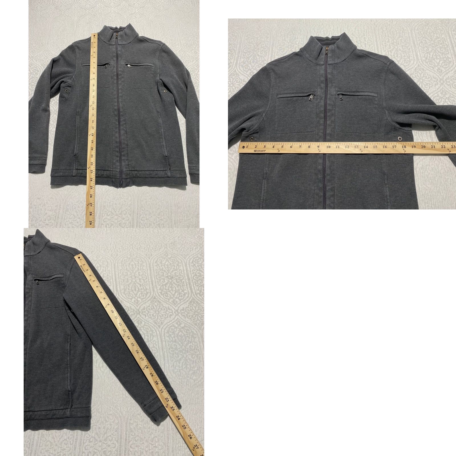 Calvin Klein Calvin Klein Charcoal Gray Full Zip Mock Neck Cotton Jacket Mens Size S Size US S / EU 44-46 / 1 - 8 Thumbnail