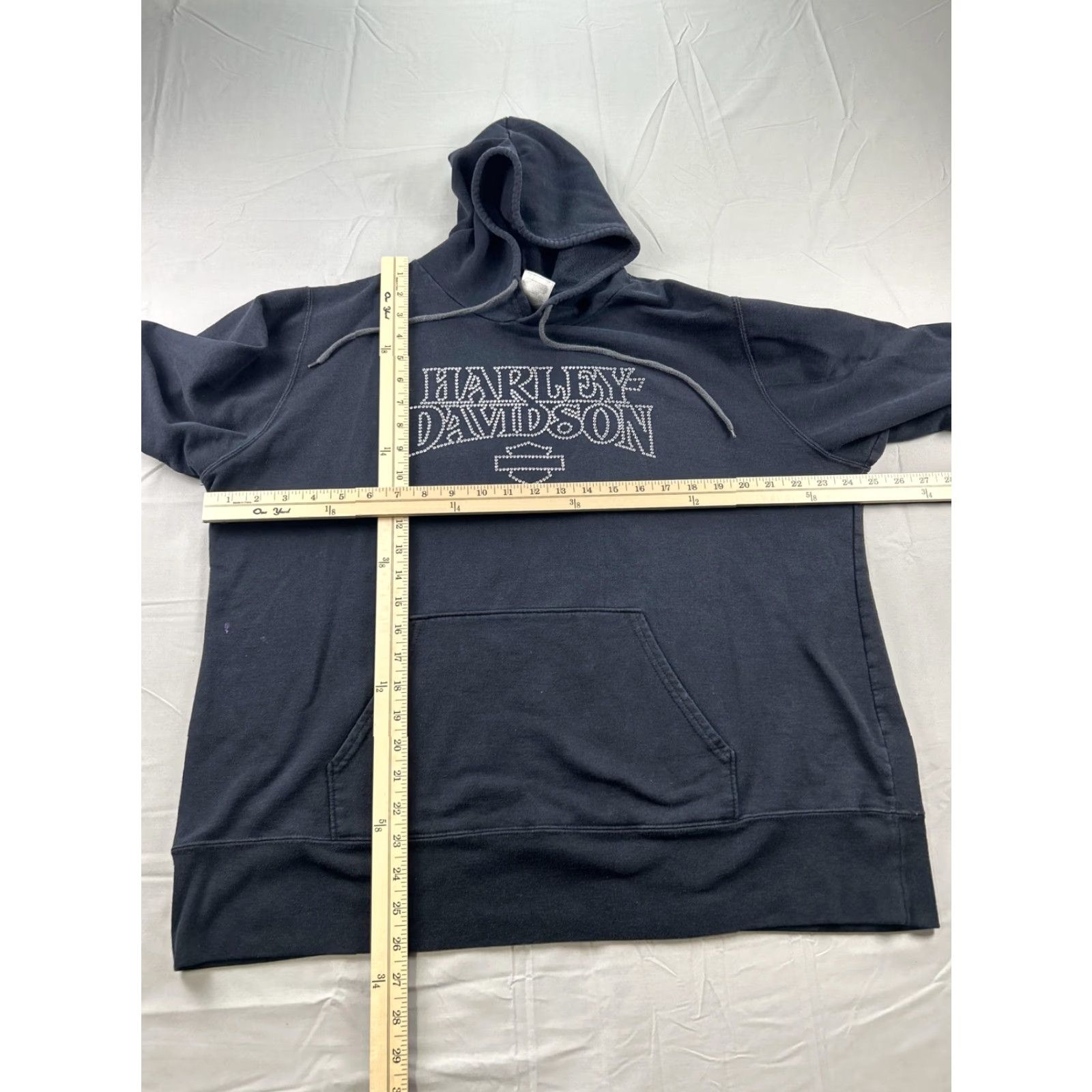 Harley Davidson VINTAGE Harley-Davidson Hoodie 1X Womens Y2K Black Rhinestone Wings Sleeve Flame Size XL / US 12-14 / IT 48-50 - 5 Thumbnail