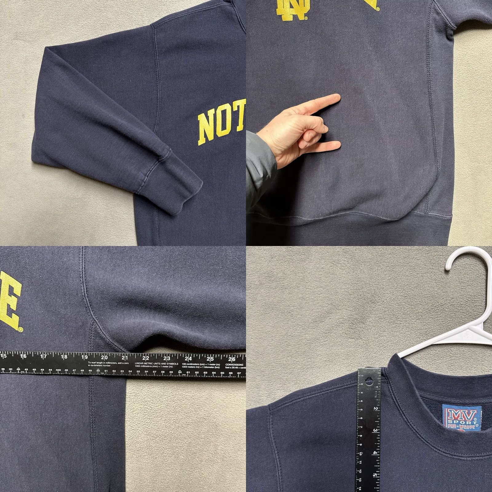 Vintage VINTAGE MV Sport Notre Dame Sweatshirt Mens Medium Blue Pro-Weave Crew Neck GUC Size US M / EU 48-50 / 2 - 8 Thumbnail