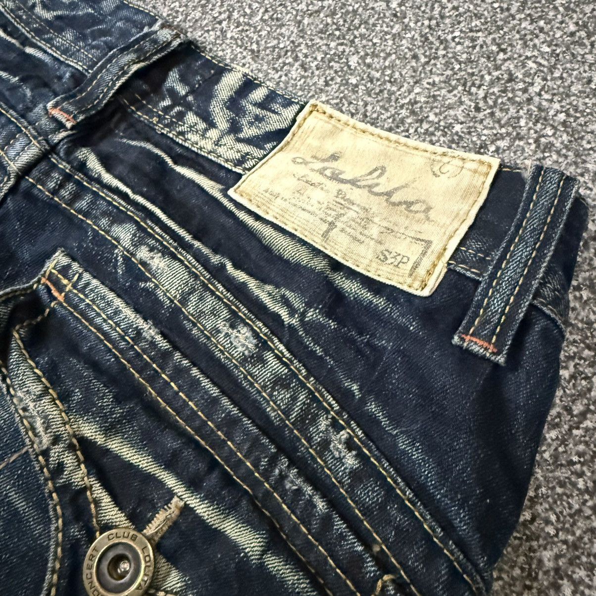 Le Grande Bleu (L.G.B.) Insane Vintage Exotic Flared Gothic Lolita Distressed Jeans Size US 32 / EU 48 - 8 Thumbnail