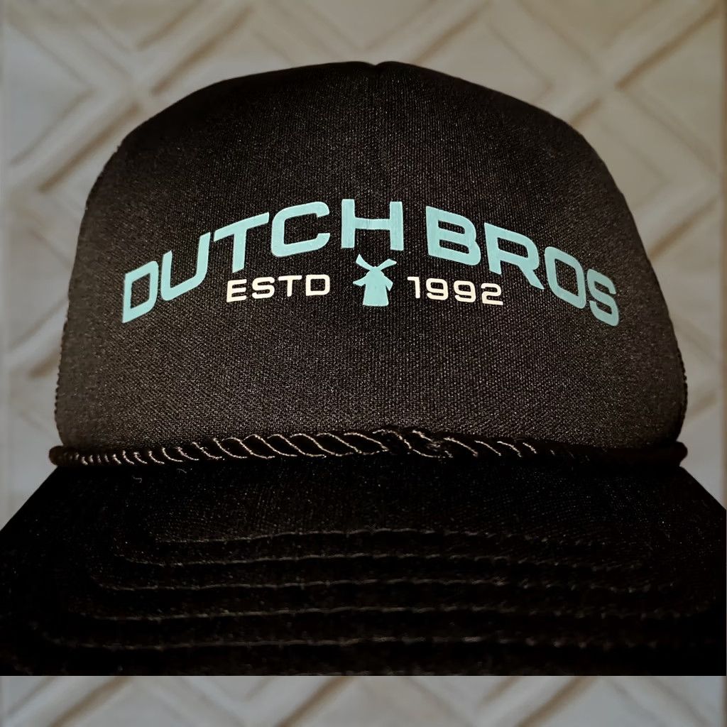 Vintage Dutch Bros Trucker Hat Unisex Adjustable Black Rope Windmill Logo 80s 90s Retro Dad Style Shirt/Hat Size ONE SIZE - 1 Thumbnail