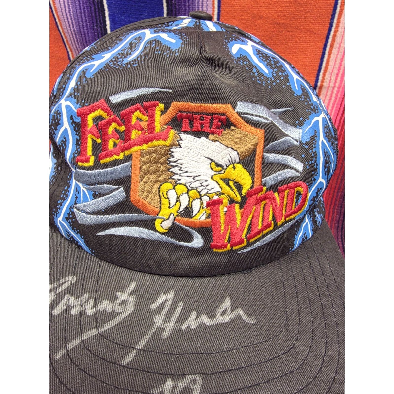 Vintage VINTAGE CSI American Thunder Snapback Hat Men One Size Black Eagle Patch Feel The Wind 90s Biker Motorcycle Graphic Print Adjustable Lightweight Size ONE SIZE - 6 Thumbnail
