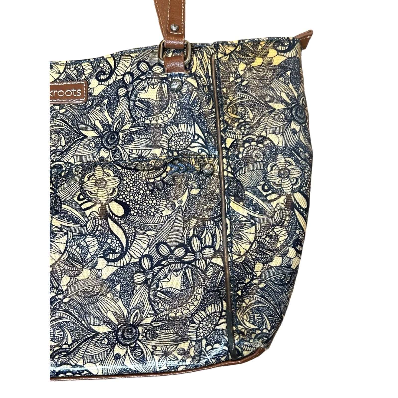 Vintage Sakroots Spirit Metro Tote Bag W/Wallet Owl Keychain Women Purse Floral Navy Tote U.S. Adults Women Ladies (not valid) Size ONE SIZE - 3 Thumbnail