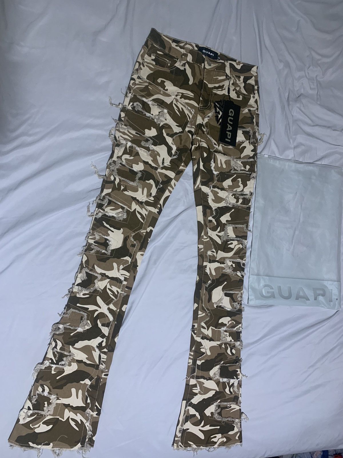 image of Designer Guapi Stacked Jeans in Camo, Men's (Size 30)