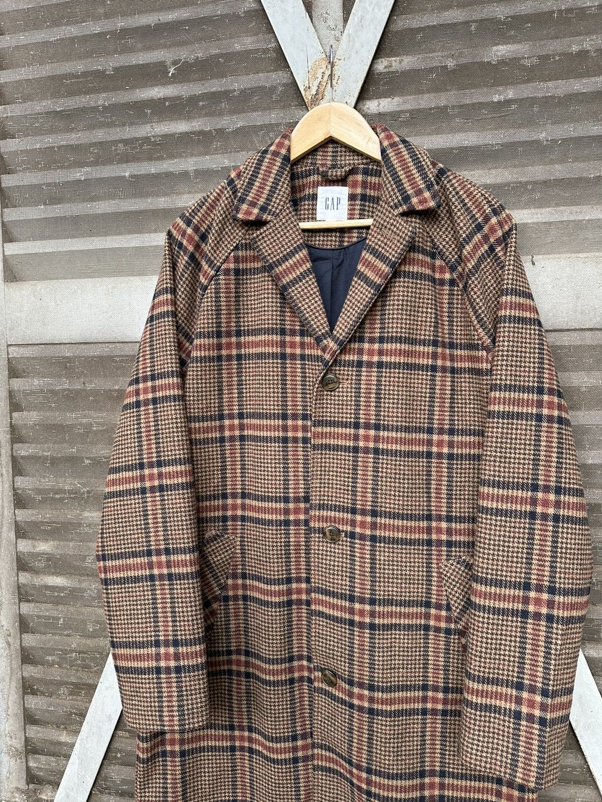 Gap GAP NOVA CHECK DOUBLE BREASTED 100% WOOL LONG JACKET Size US M / EU 48-50 / 2 - 7 Thumbnail