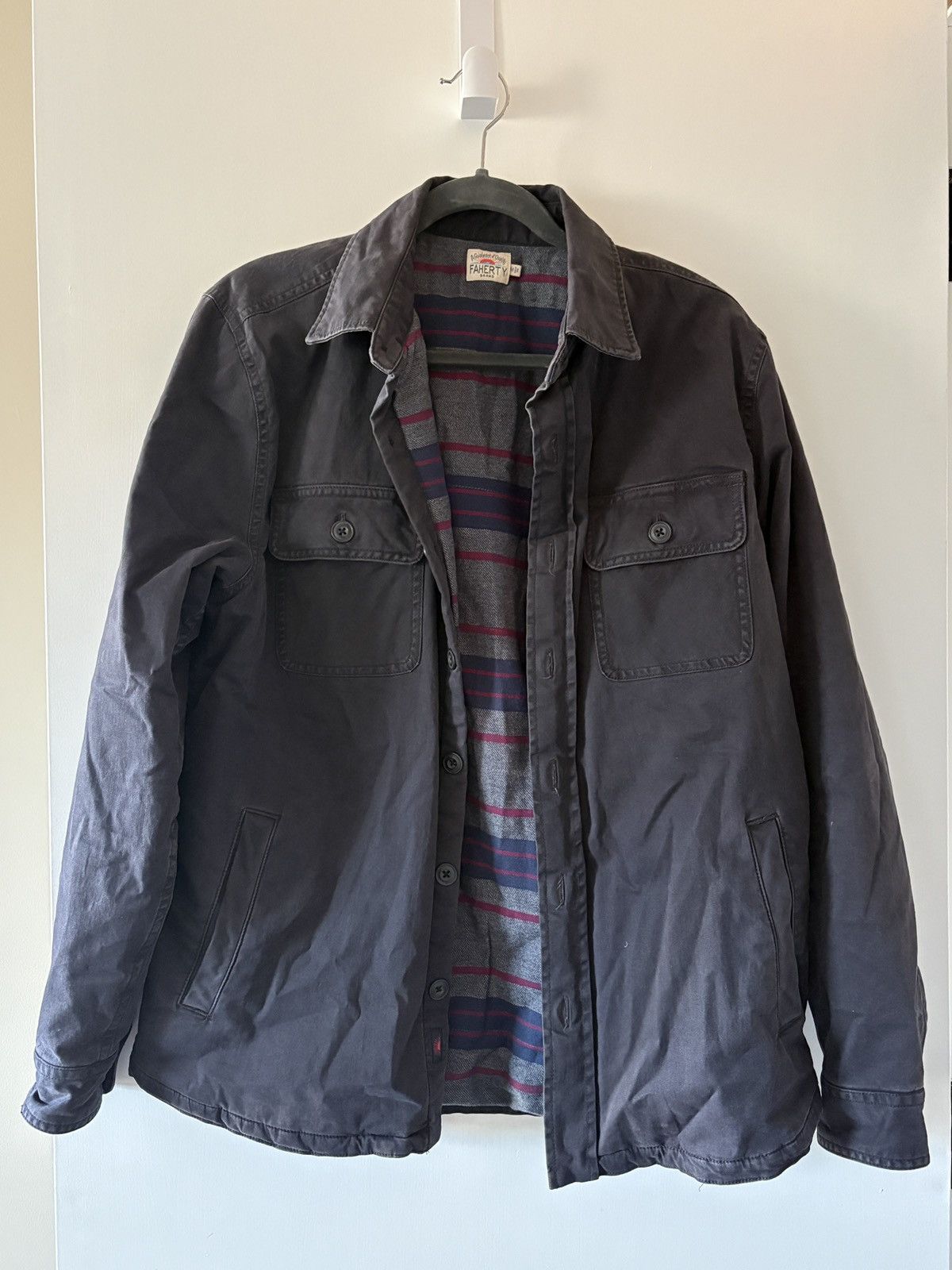 Faherty Washed Dark Blue Coat With Patterned Lining Size US M / EU 48-50 / 2 - 1 Thumbnail